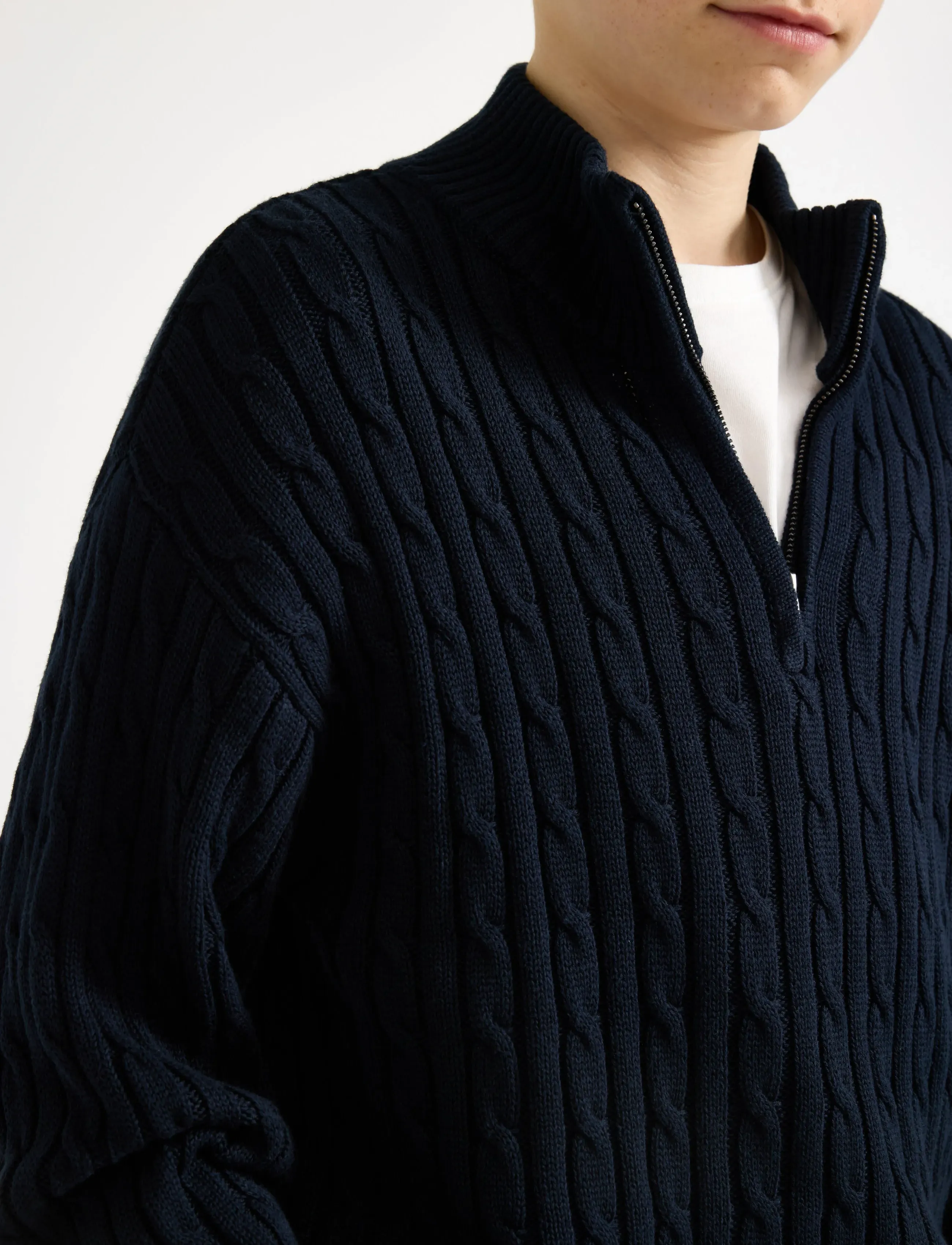 Lindex - Cable-knit jumper - trøjer - dark navy - 4