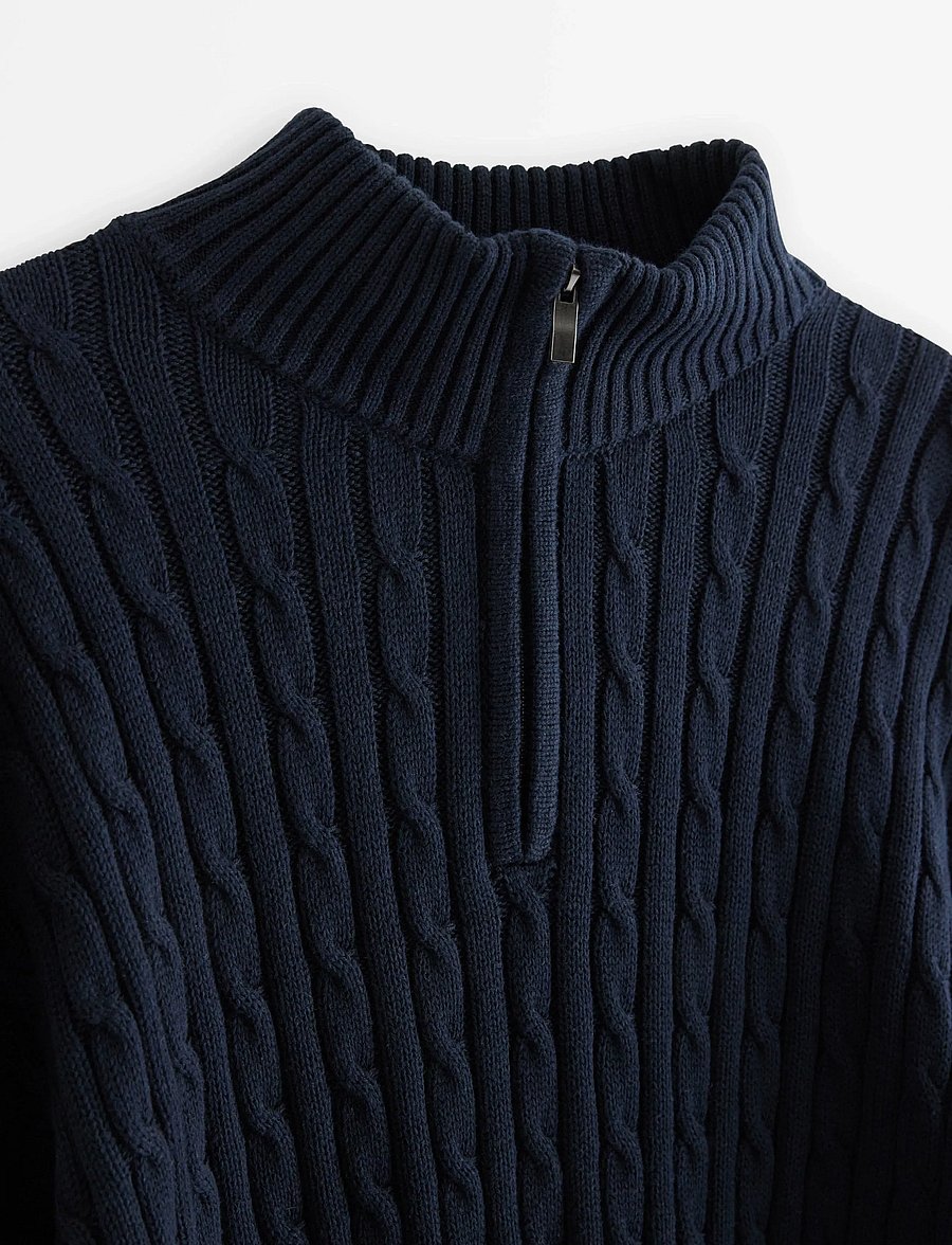 Lindex - Sweater cable knit halfzip - pullover - dark navy - 5