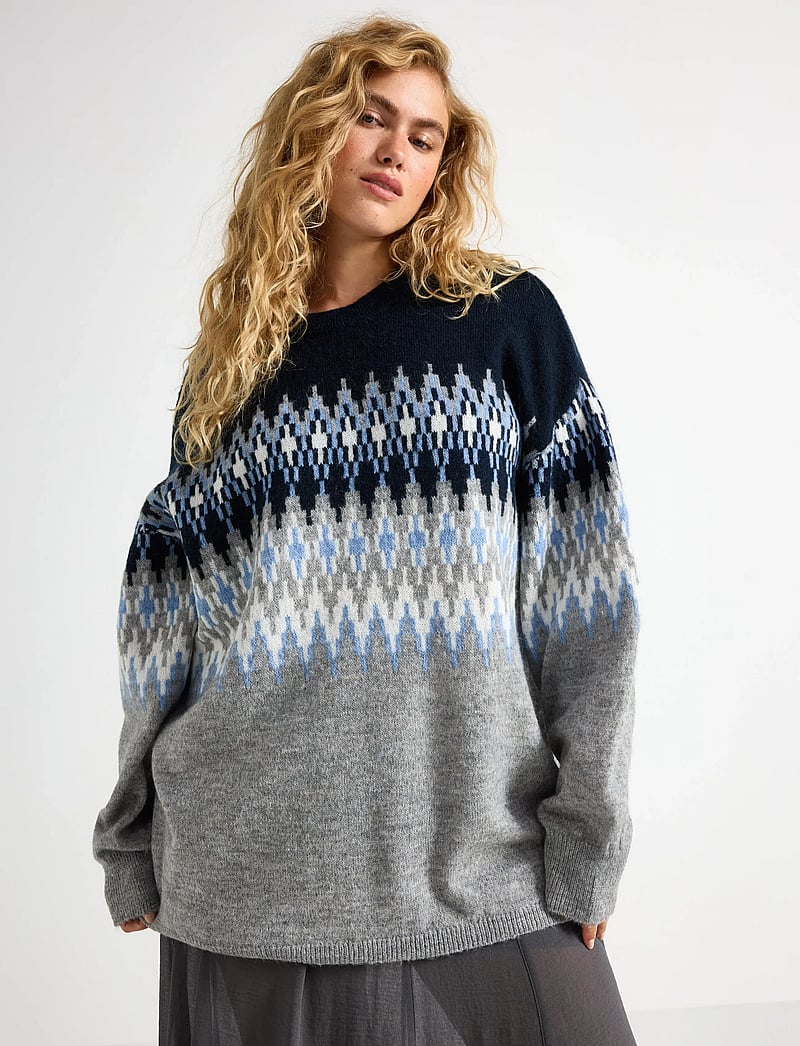 Lindex - Stickad tröja - pullover - grey melange - 0