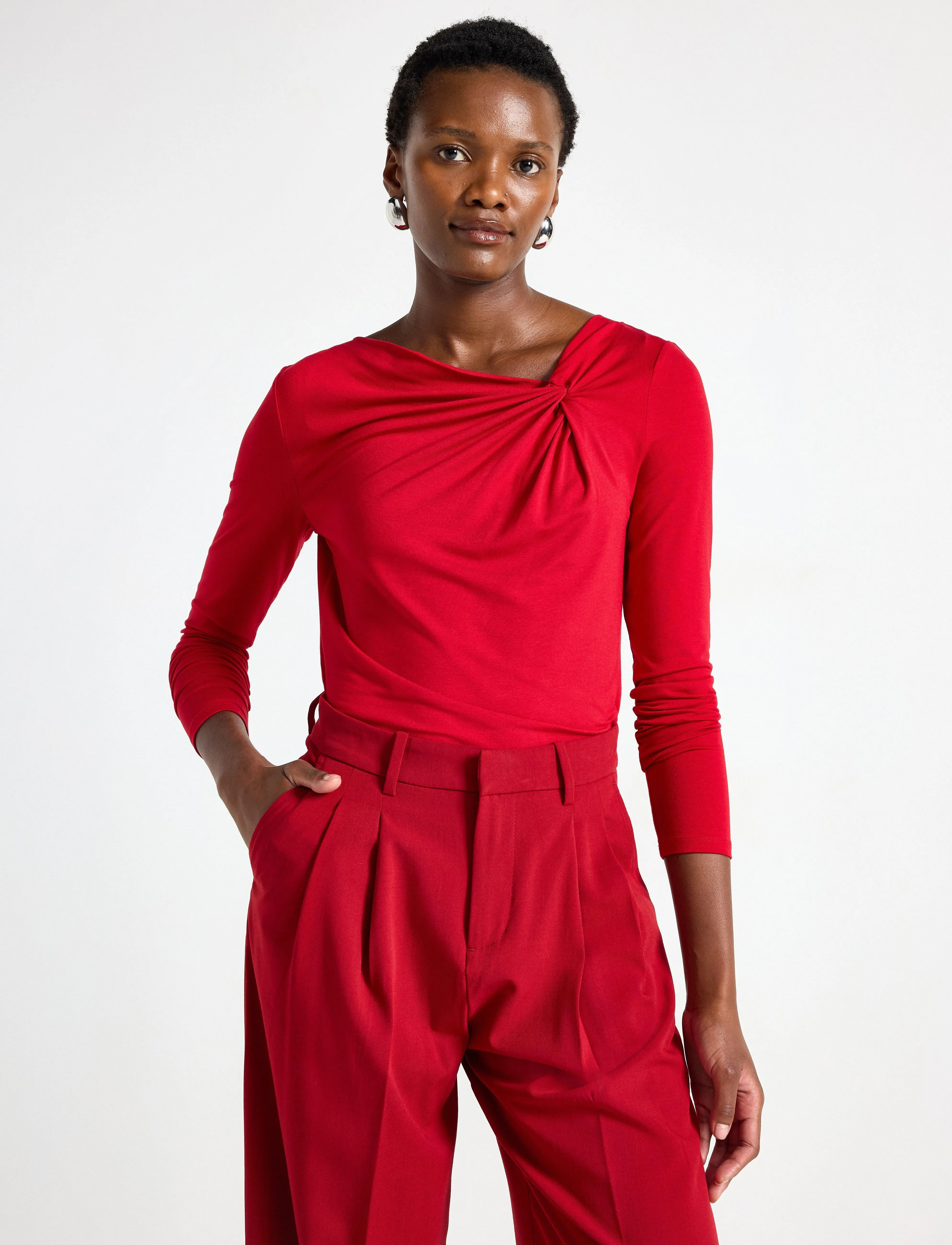 Lindex Top Simona - Langermede topper - DARK RED / red