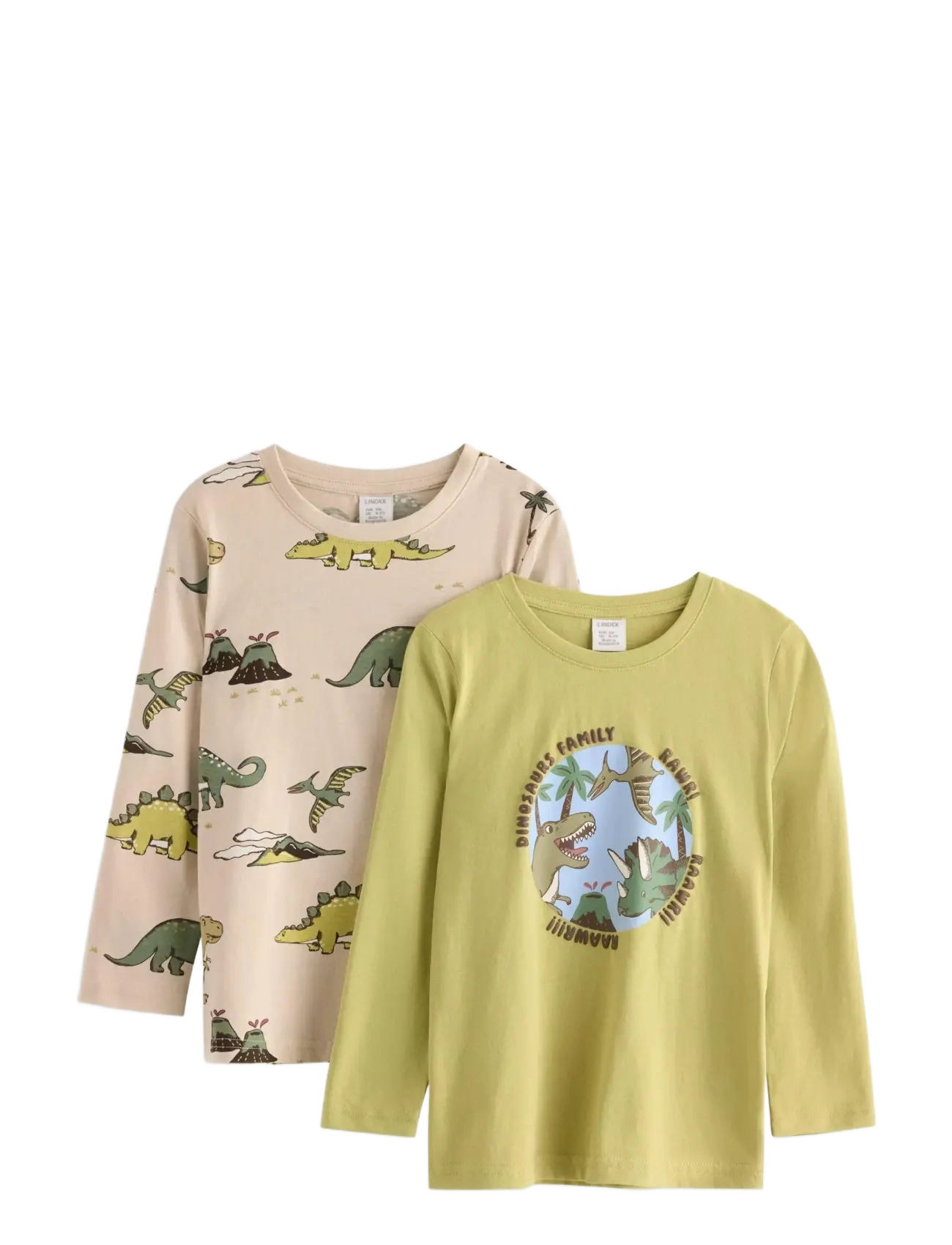 Lindex Top LS Dino 2 pack - Overdele - LIGHT DUSTY GREEN / beige
