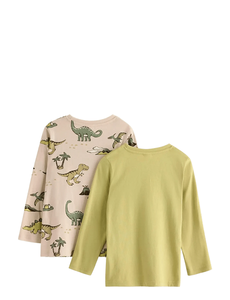 Lindex - Top LS Dino 2 pack - t-shirts à manches longues - light dusty green - 2
