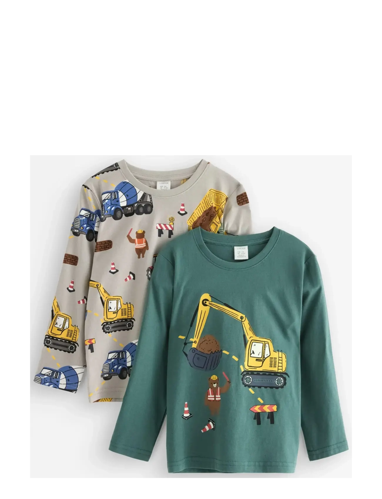 Lindex 2-pack long-sleeved tops - Lindex - DARK DUSTY GREEN / grey