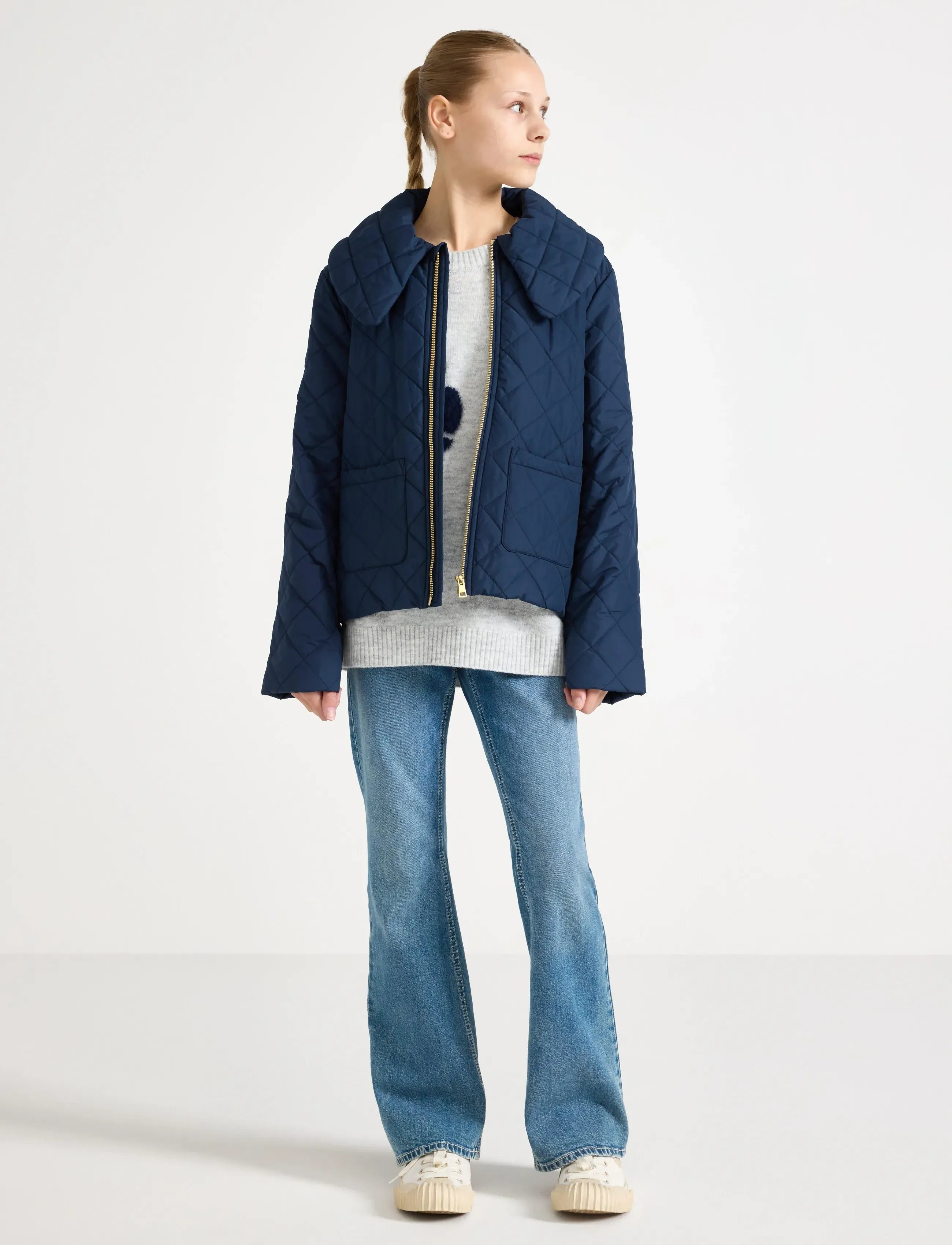 Lindex Water Repellent Jacket With Collar, 134, Jackets & Coats, Marineblau - Puffer Padded, Kinder