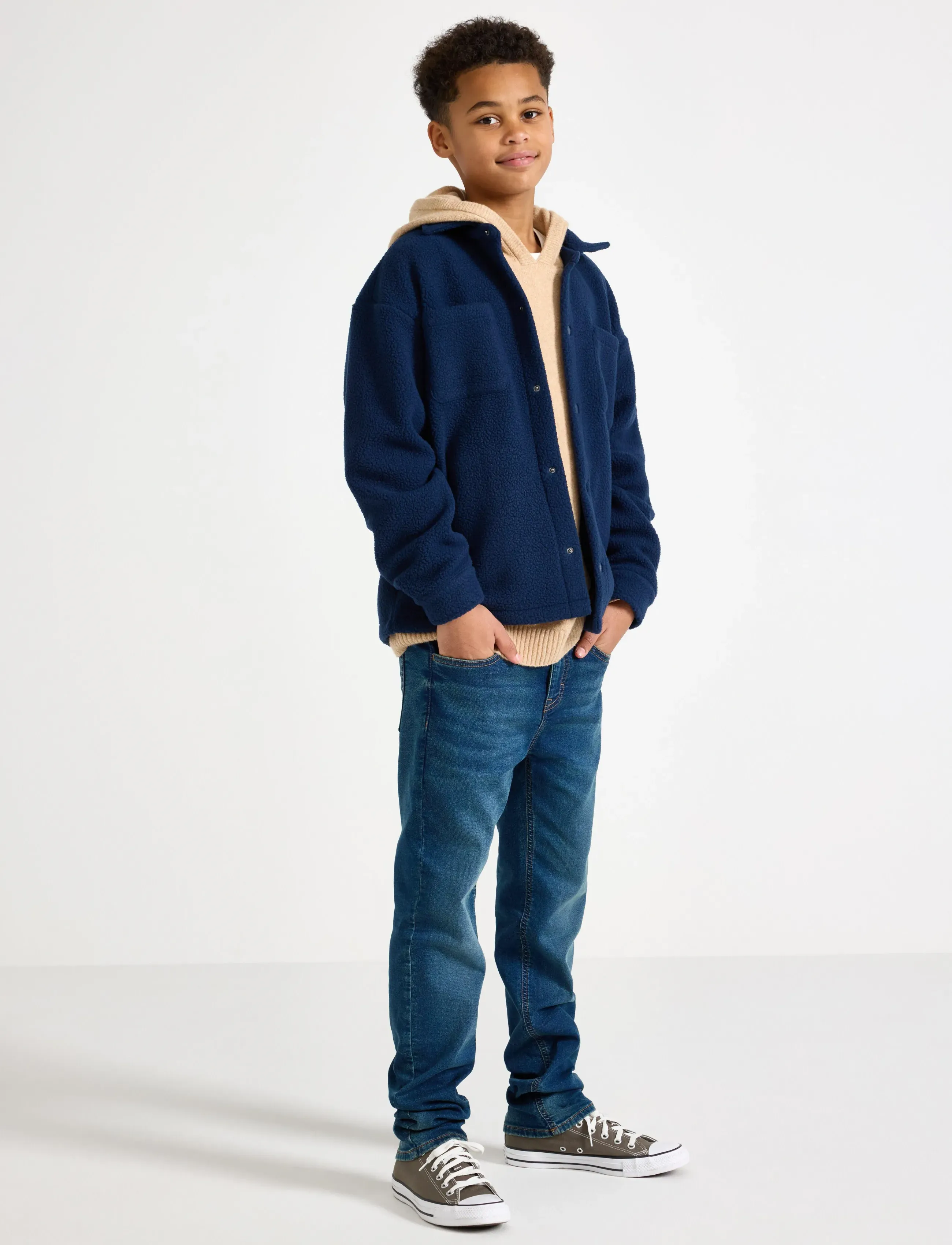 Lindex Jacket In Pile, Børn, Pile Jakke, Navy, Str: 170