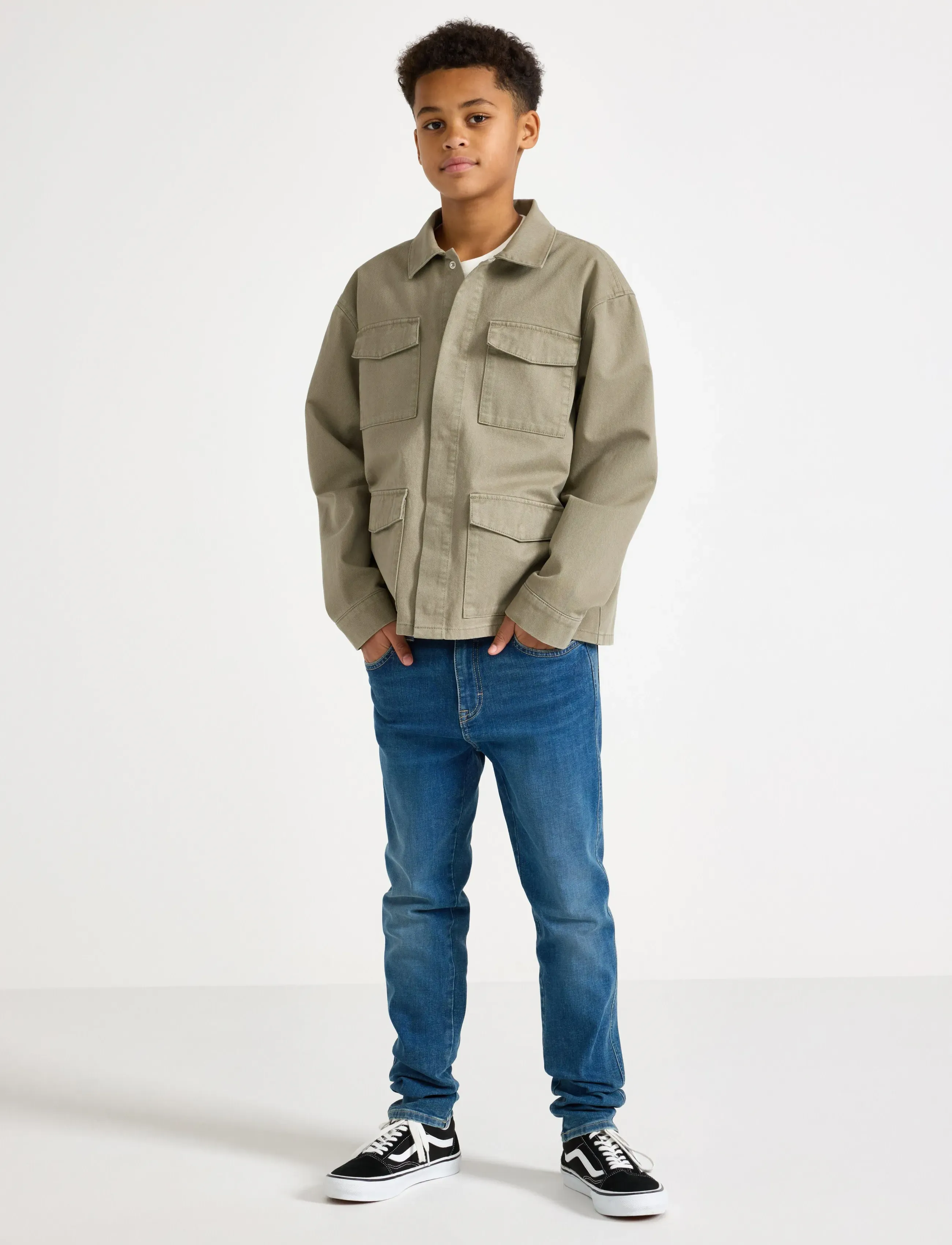 Lindex Cargo Jacket, Børn, Cargo Jakke, Kakigrøn, Str: 164