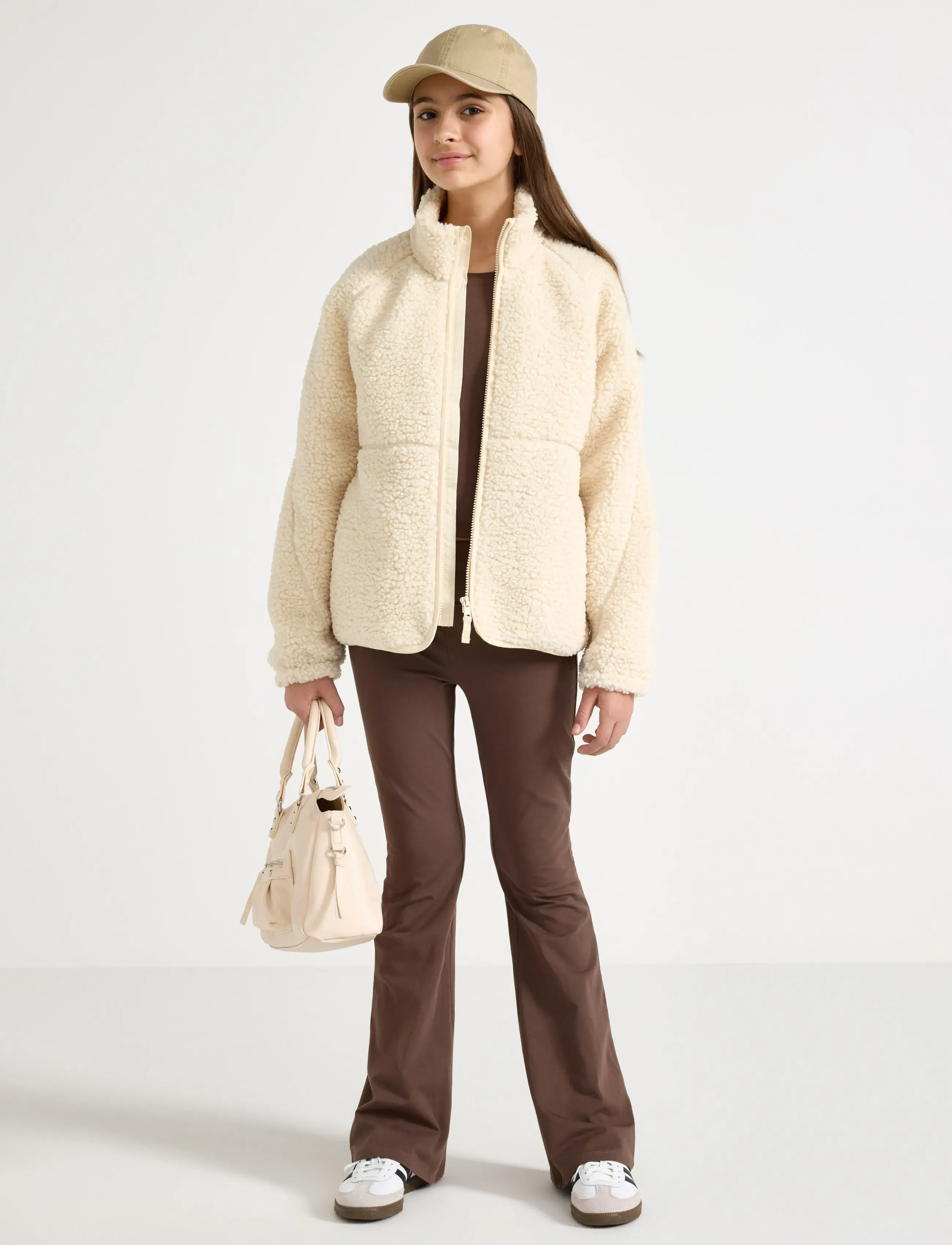 Lindex Jacket Pile School Girl, 128, Cream, Overtøj > Jackets, Dame