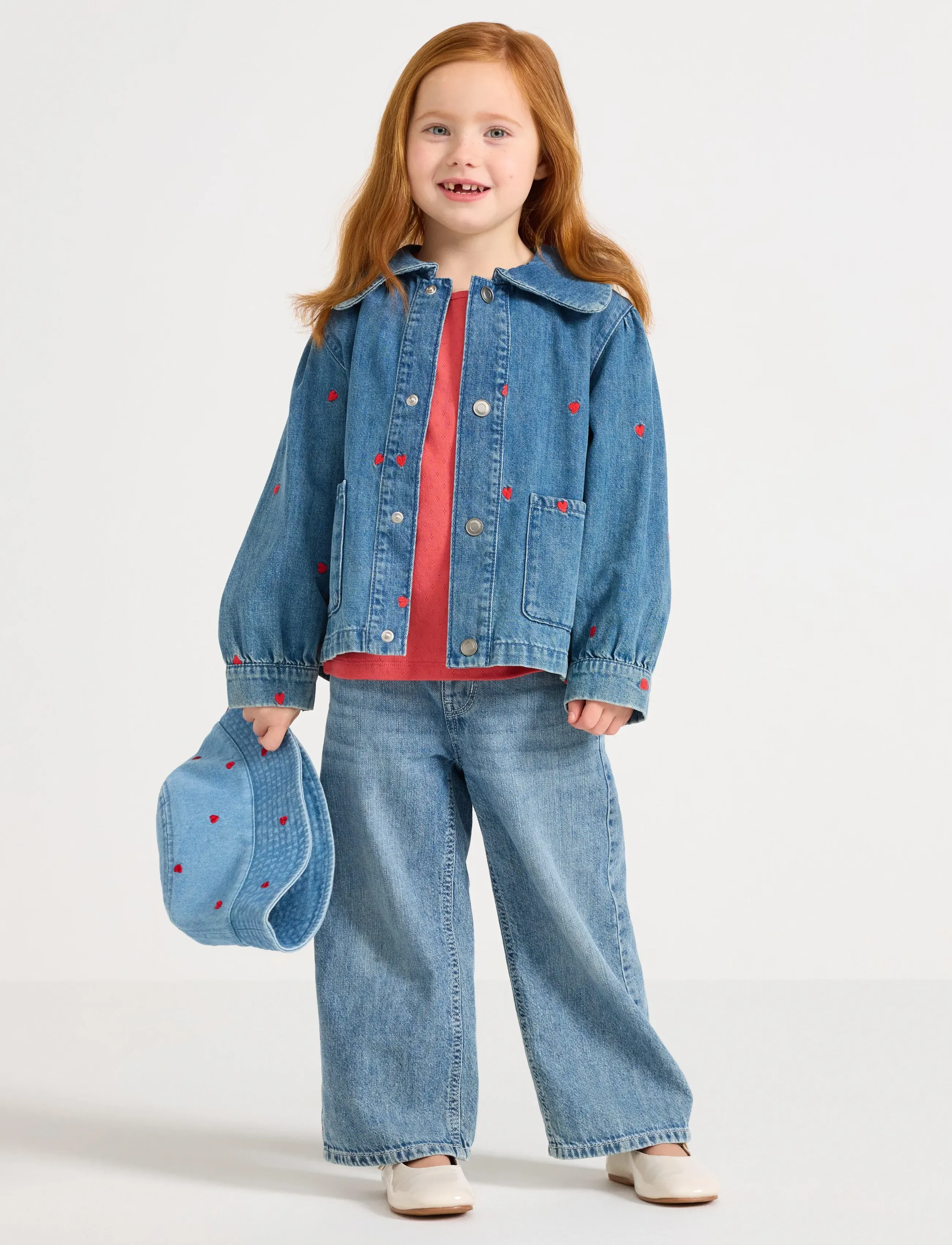 Lindex Denim Jacket With Embroidery, 92, Jackets & Coats, Blau - Corduroy, Kinder
