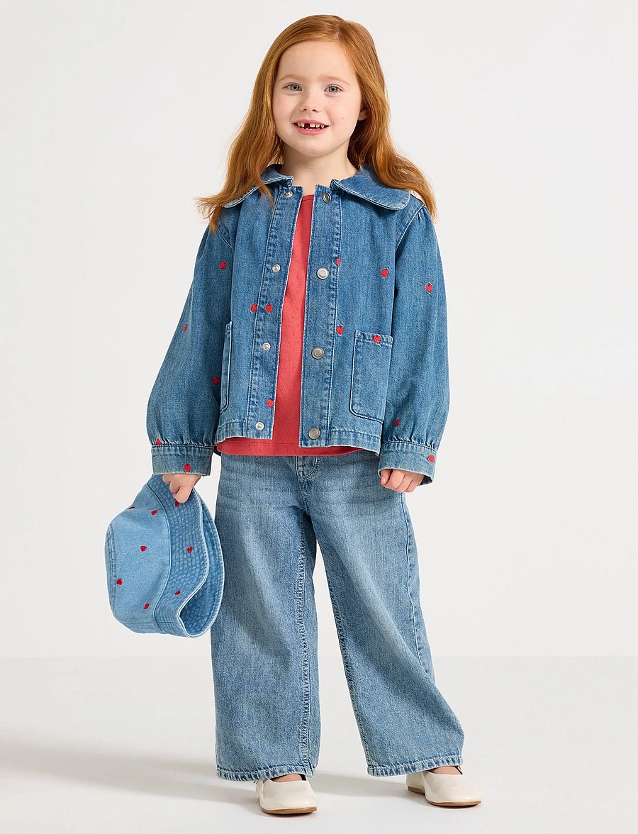 Lindex - Denim jacket with embroidery - jeansjacken - denim - 0