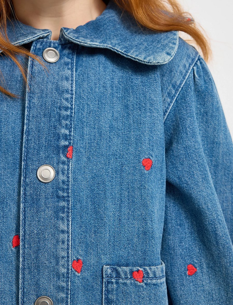 Lindex - Denim jacket with embroidery - jeansjacken - denim - 4