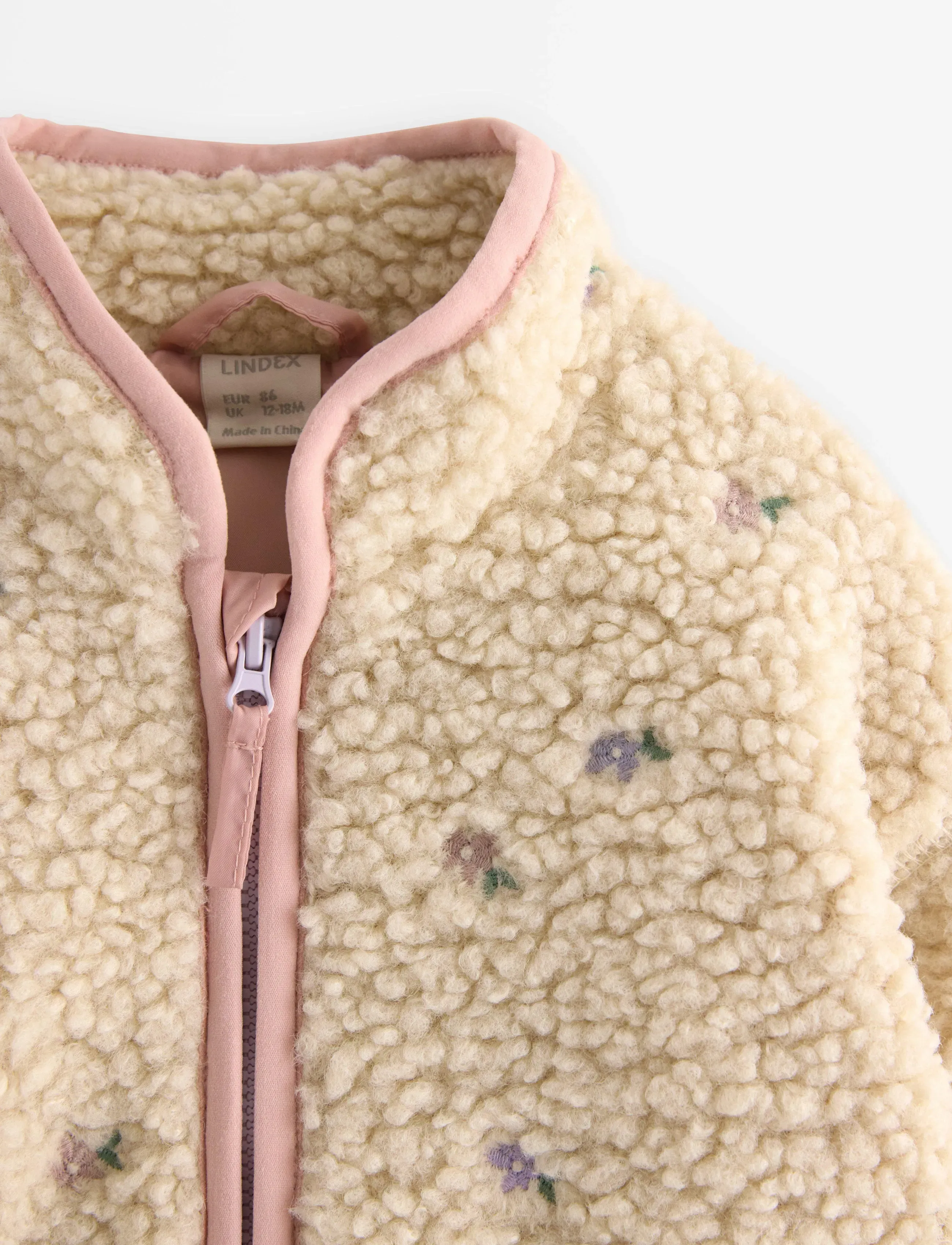 Lindex - Jacket pile all over embroider - fleecejackor - light beige - 2