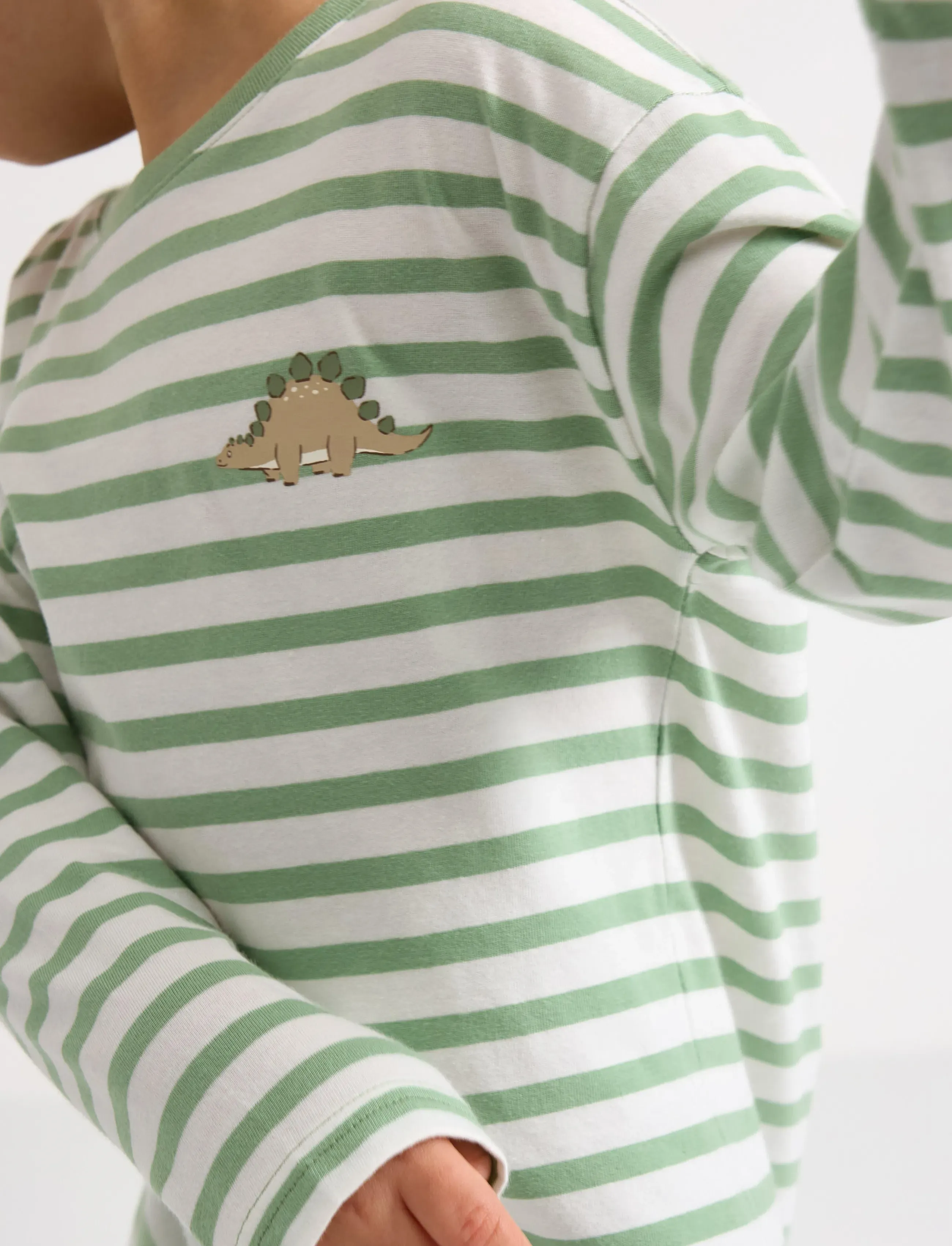 Lindex - Top Ls Essentials Stripe - dusty green - 4