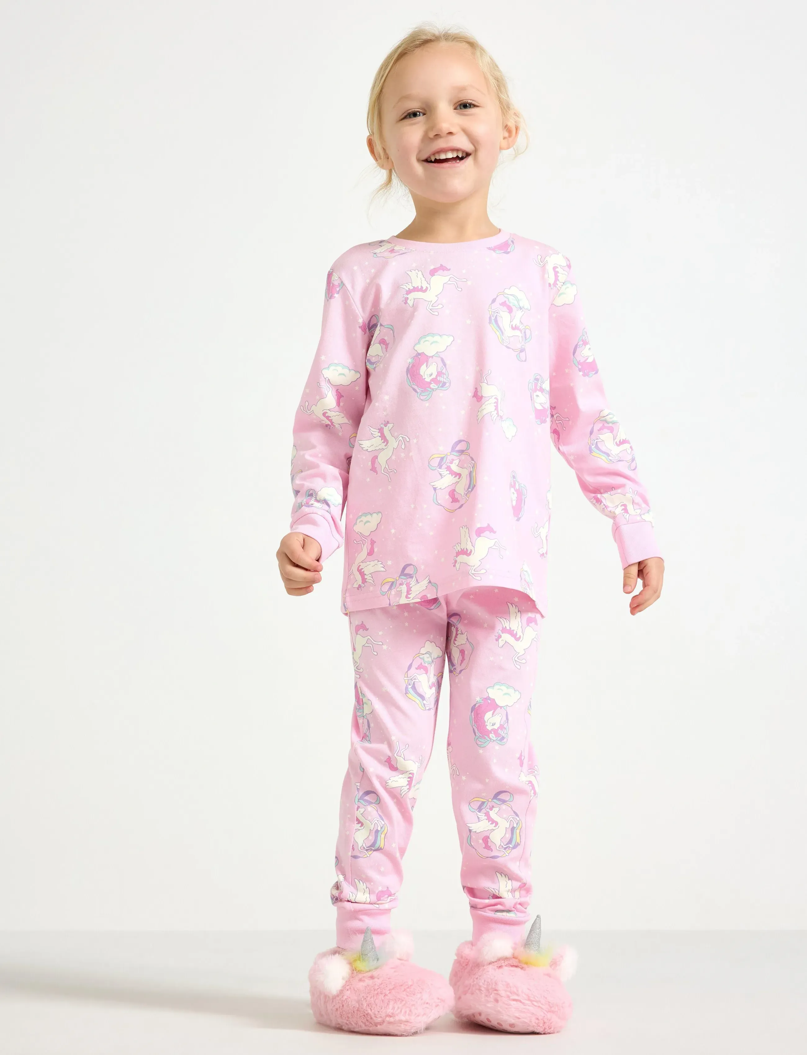 Lindex Pyjama Set, Børn, Pyjamas Sæt, Pink, Str: 92
