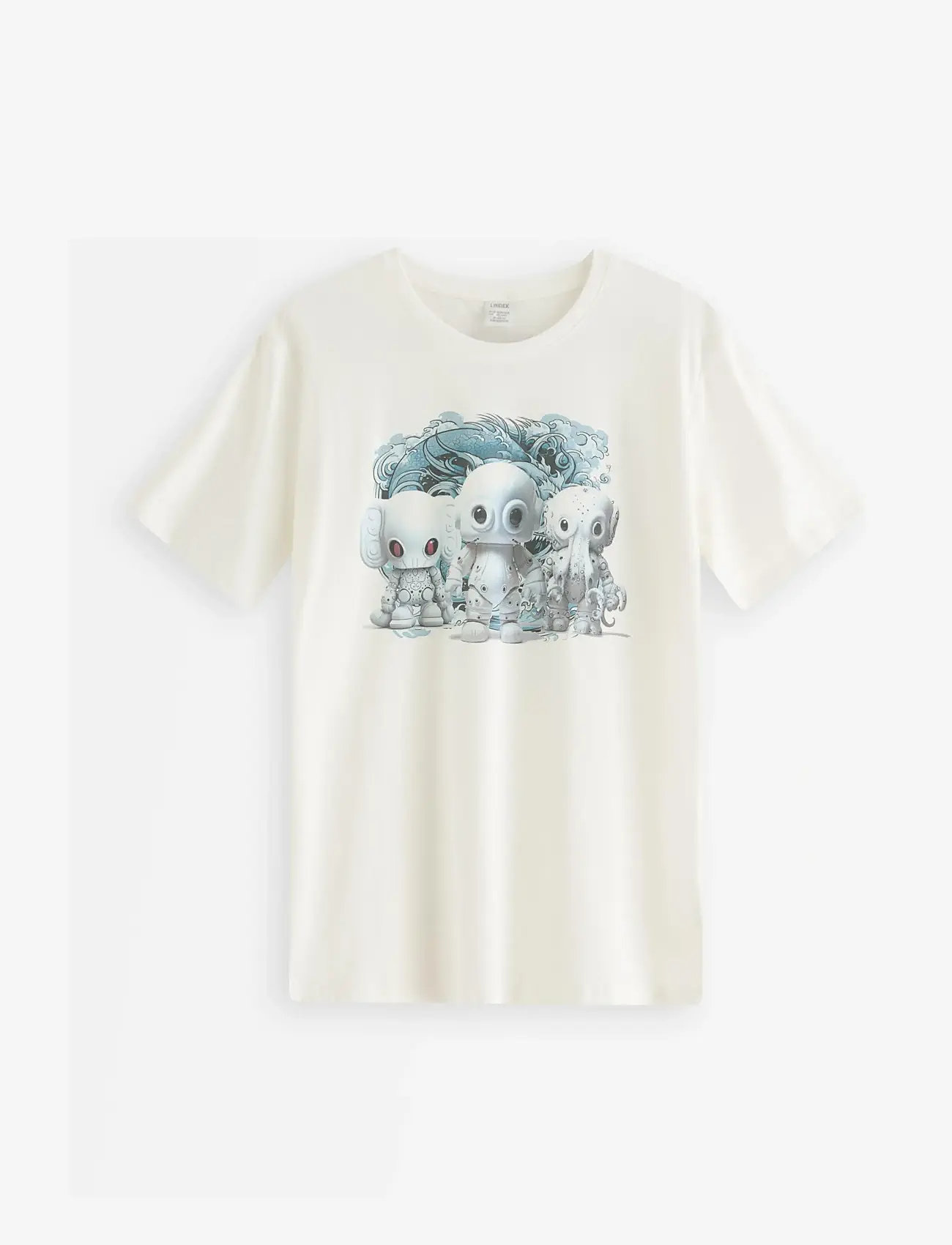 Lindex - T shirt robot animals - lühikeste varrukatega t-särgid - off white - 1