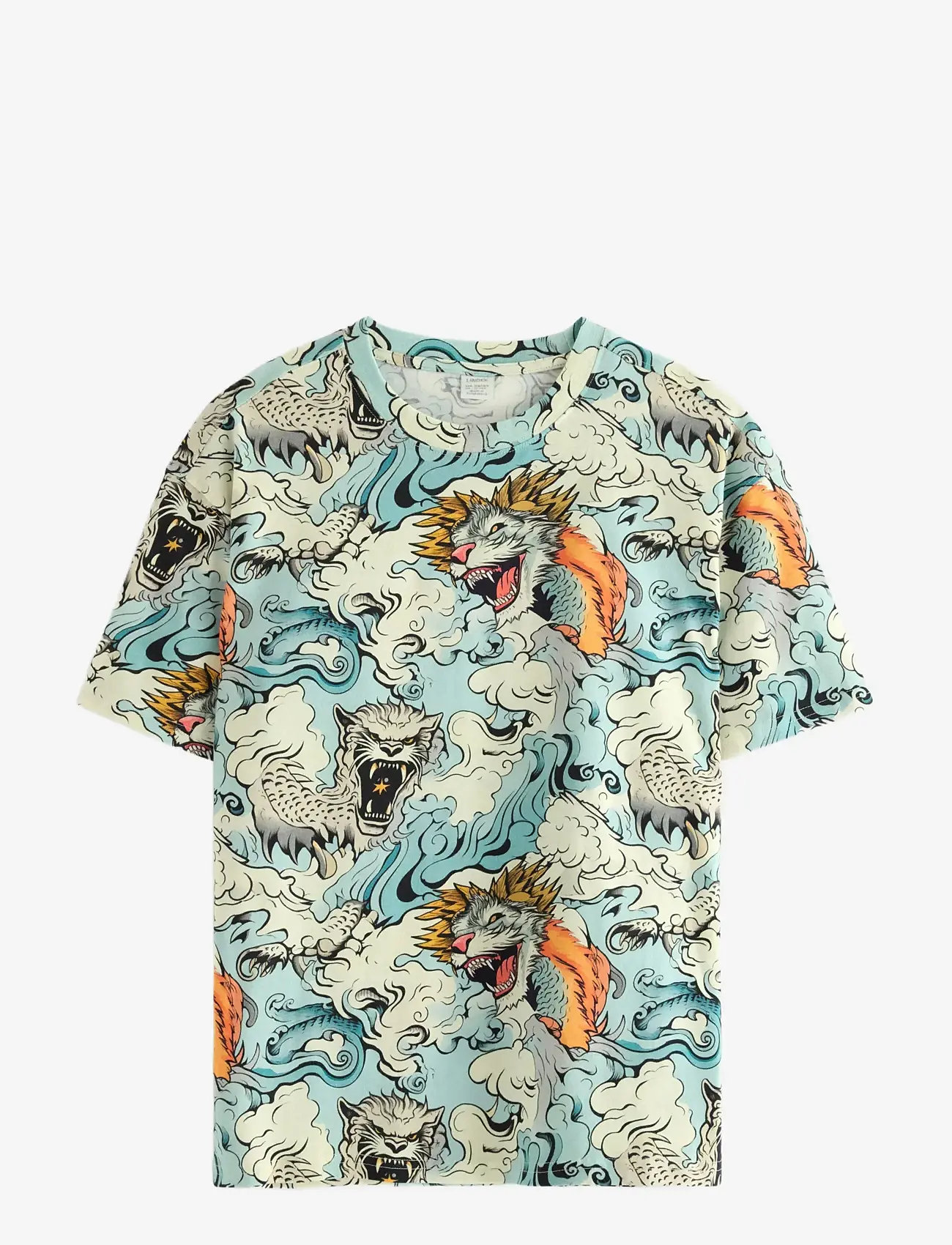 Lindex - T shirt wavy monster - kortærmede t-shirts - light dusty turquoise - 1