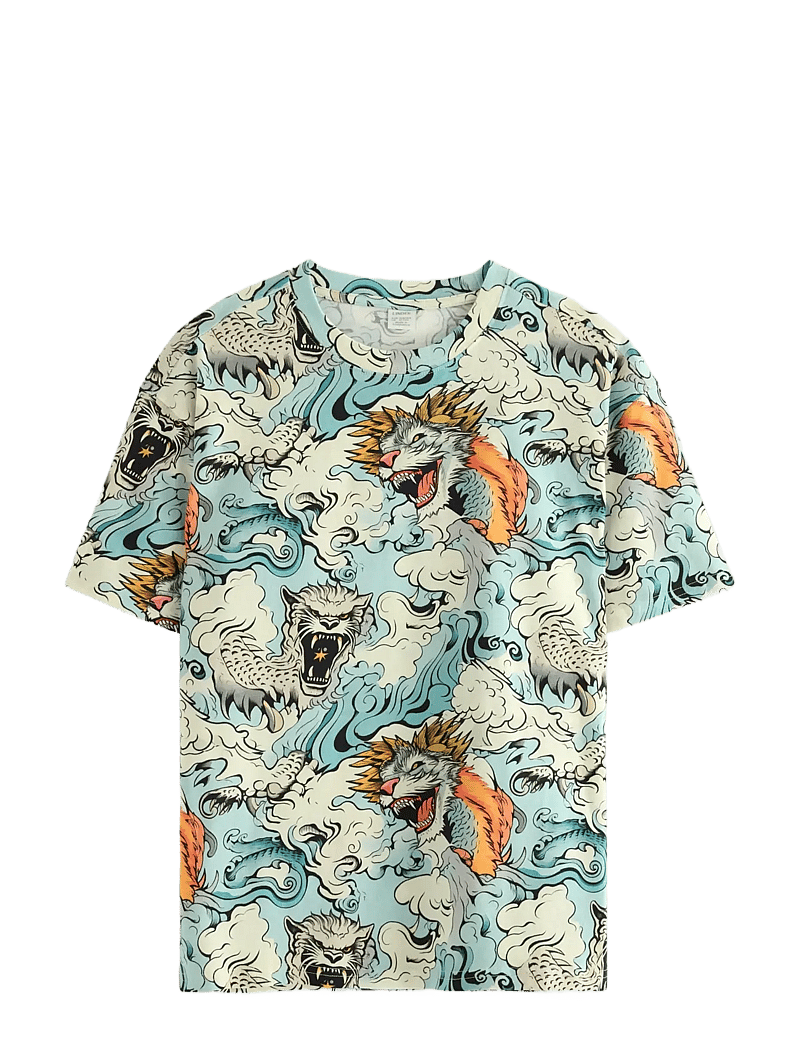 Lindex - T shirt wavy monster - kurzärmelige - light dusty turquoise - 1