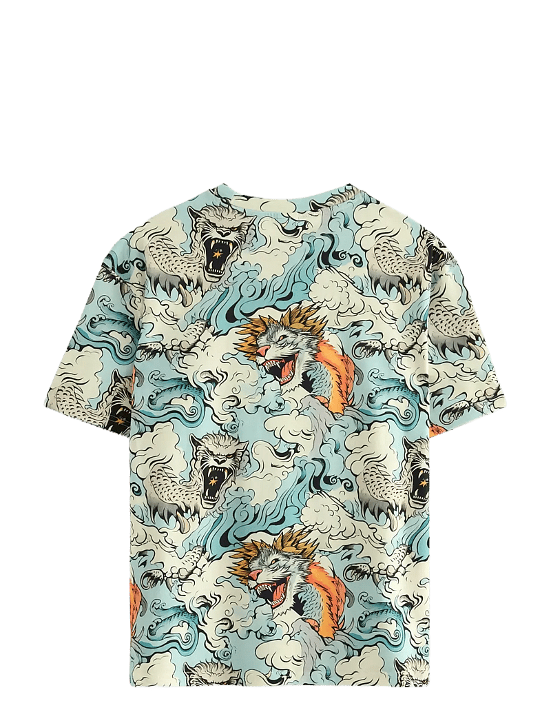 Lindex - T shirt wavy monster - kurzärmelige - light dusty turquoise - 2