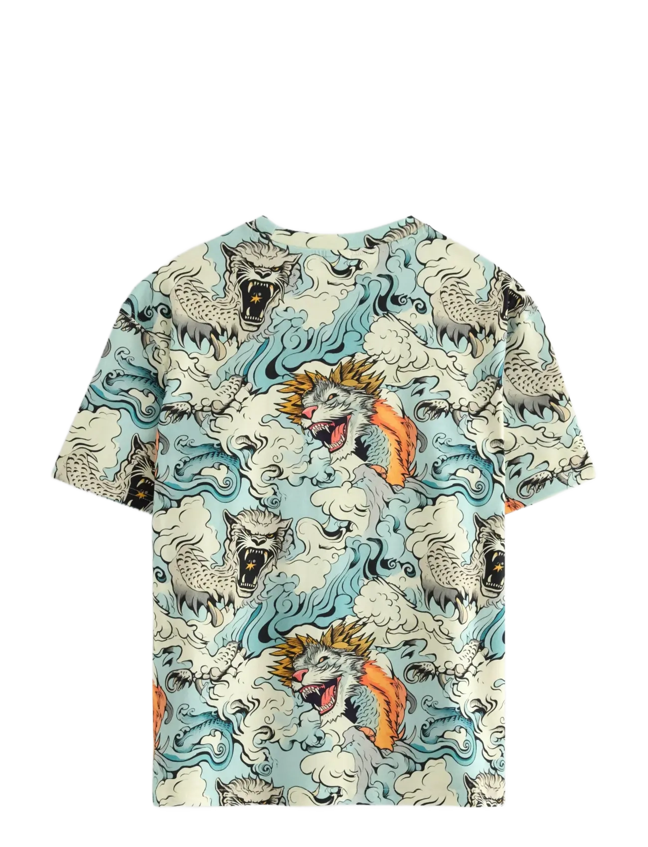Lindex - T shirt wavy monster - light dusty turquoise - 2