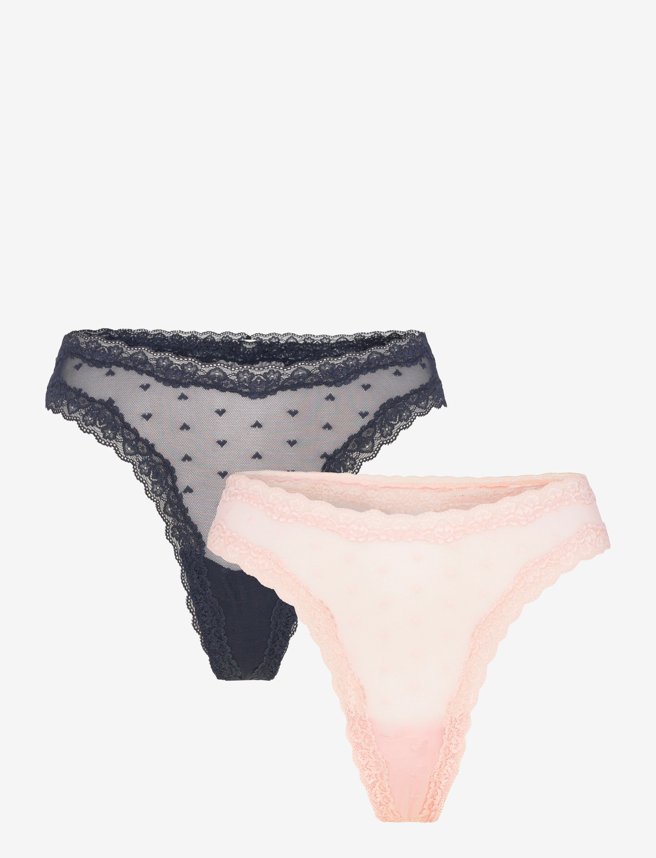 Lindex - Brief thong mesh heart low 2 p - light pink - 0