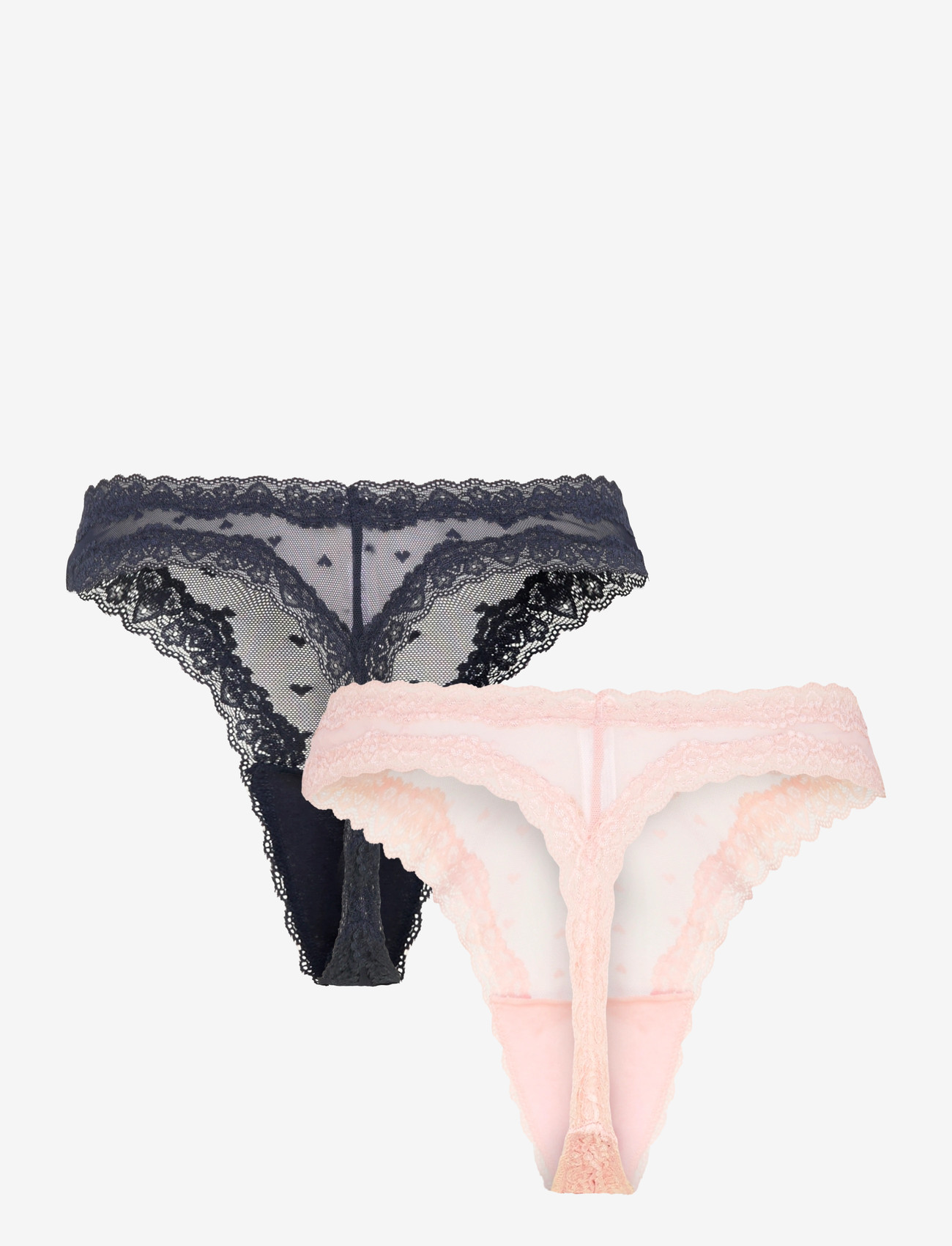 Lindex - Brief thong mesh heart low 2 p - light pink - 2