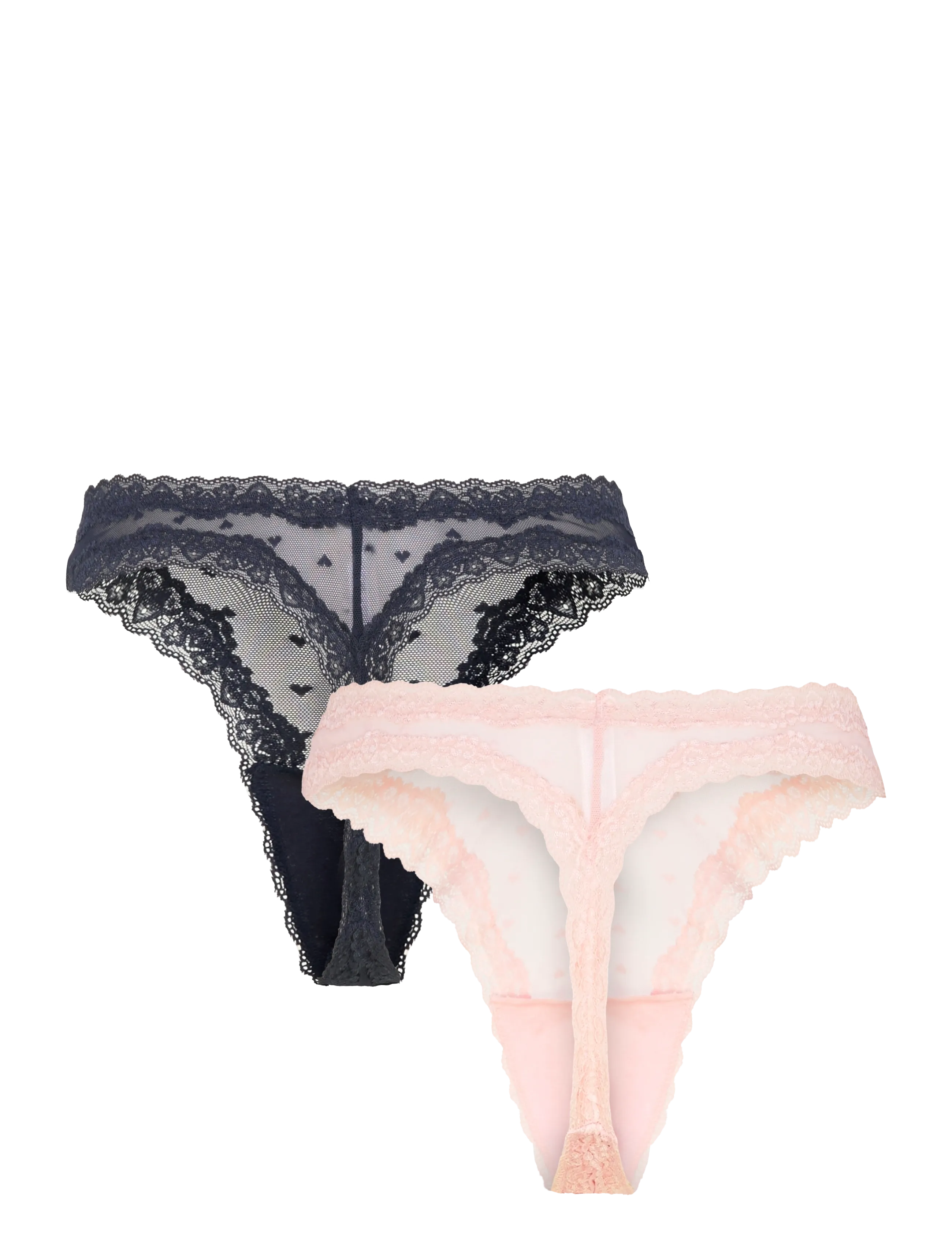 Lindex - Brief thong mesh heart low 2 p - light pink - 2