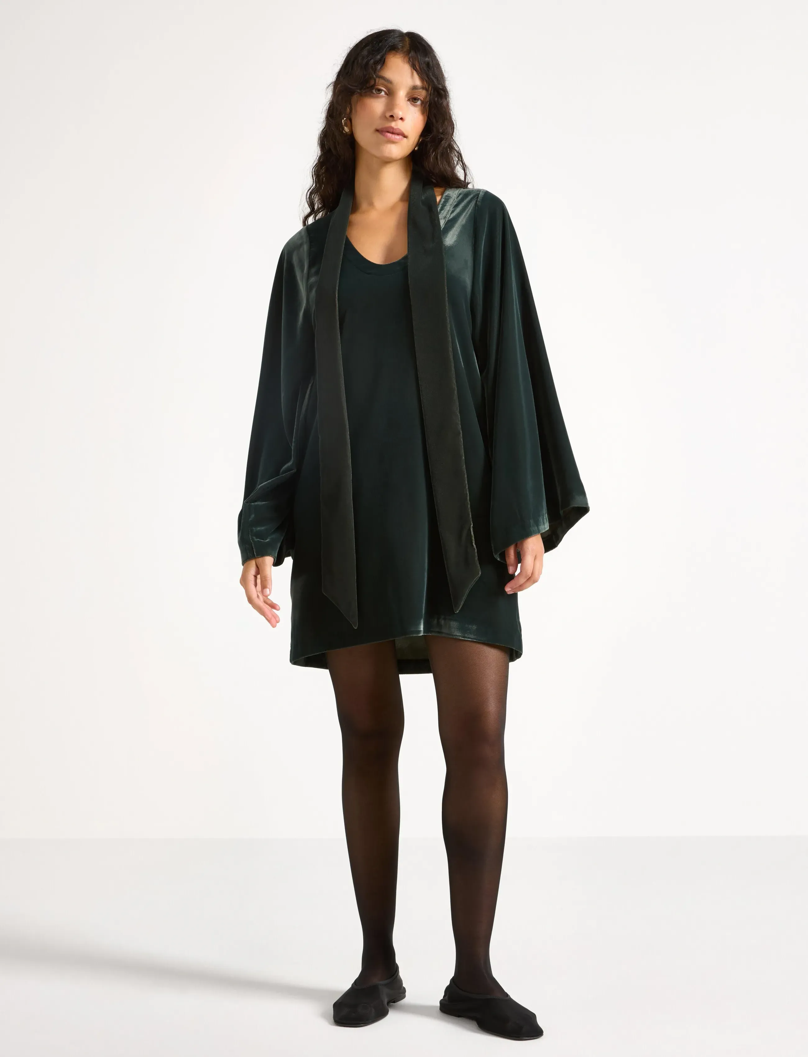 Lindex Dress Mini Velvet, L, Dresses, Grün - Short Dress, Frauen