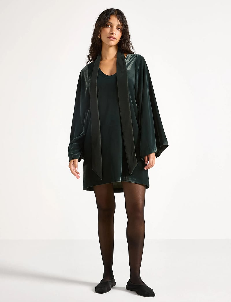 Lindex - Dress Mini velvet - minikleidid - dark green - 0