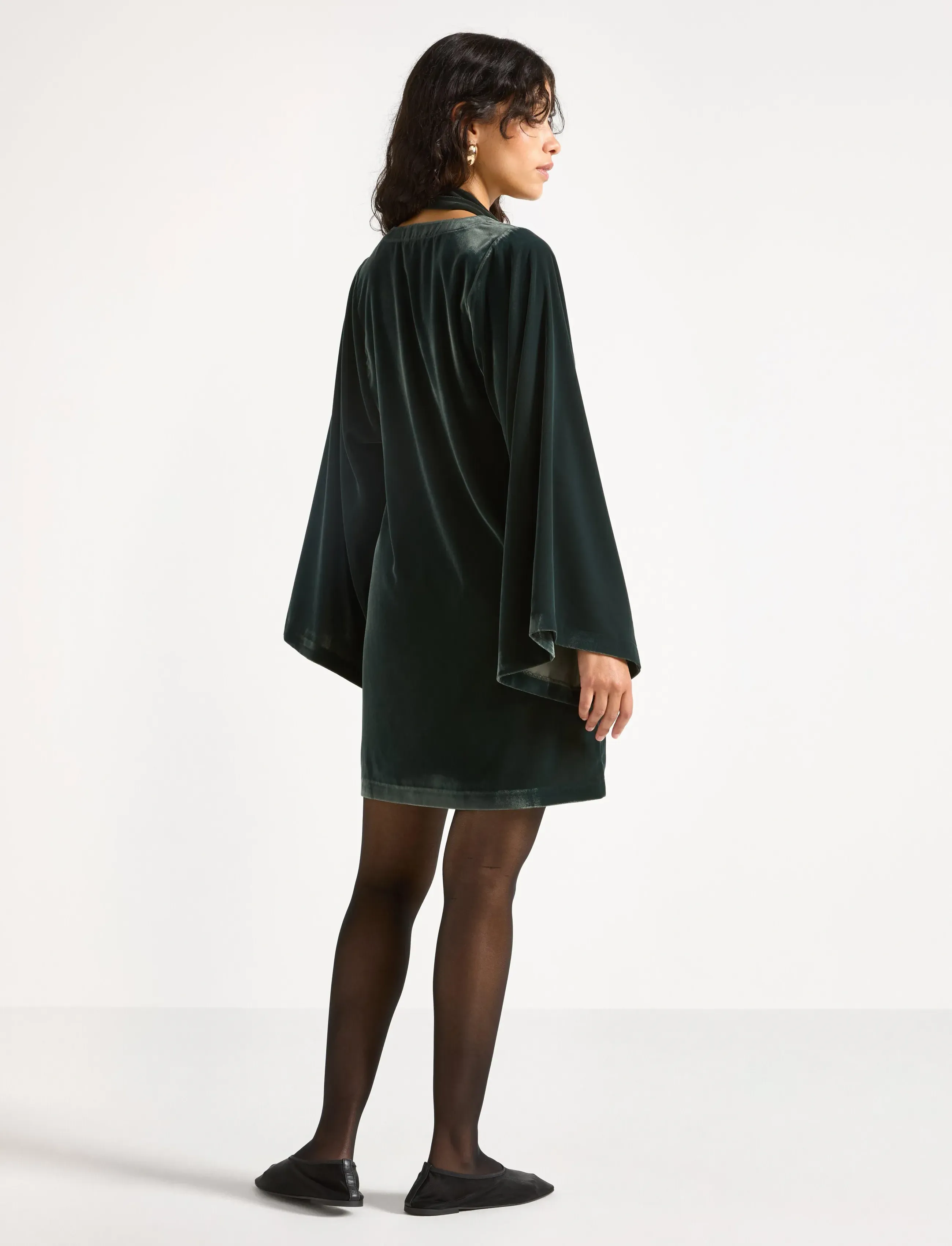Lindex - Dress Mini velvet - minikleidid - dark green - 3