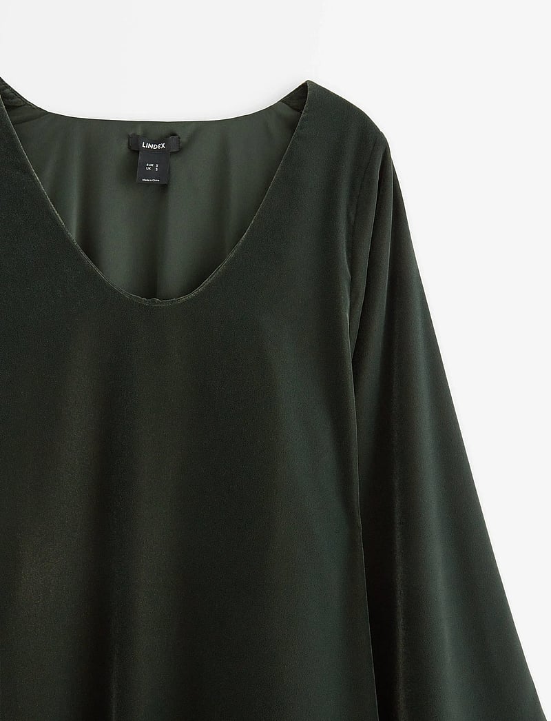 Lindex - Dress Mini velvet - minikleidid - dark green - 5