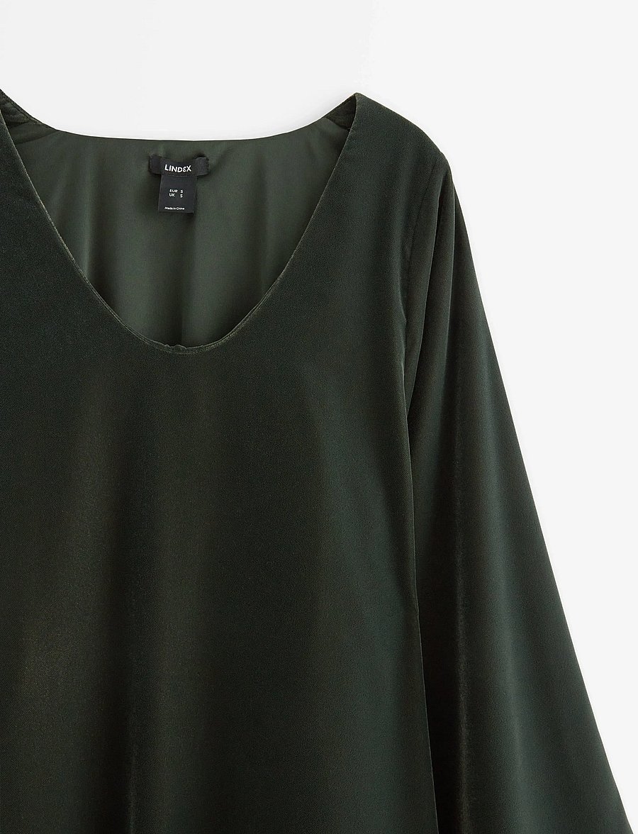 Lindex - Dress Mini velvet - minikleidid - dark green - 5
