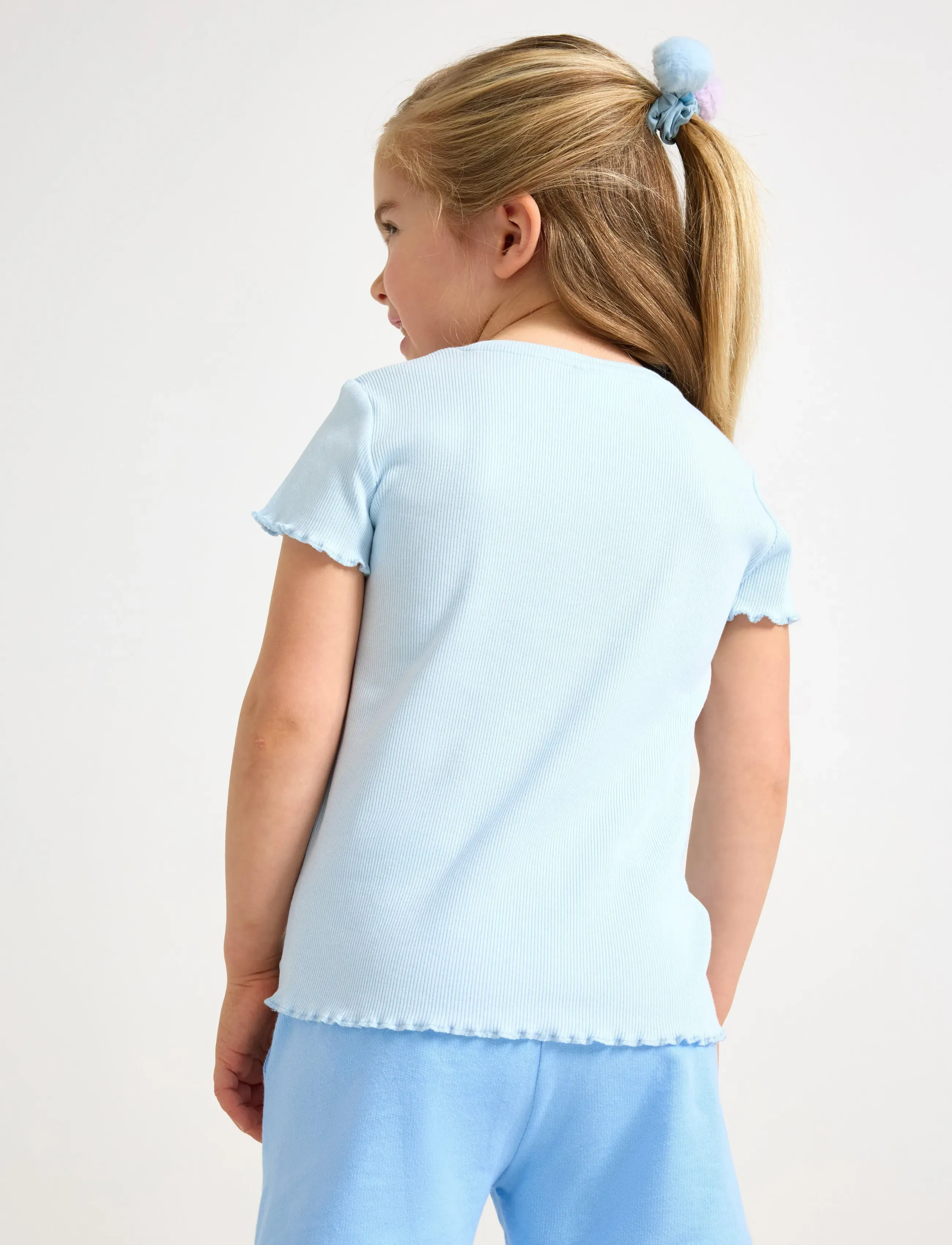 Lindex - Ribbed top - lühikeste varrukatega t-särgid - light blue - 3