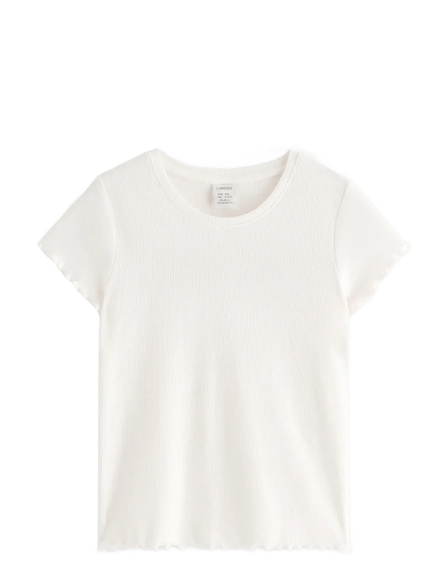Lindex - Ribbed top - kurzärmelige - light dusty white - 1