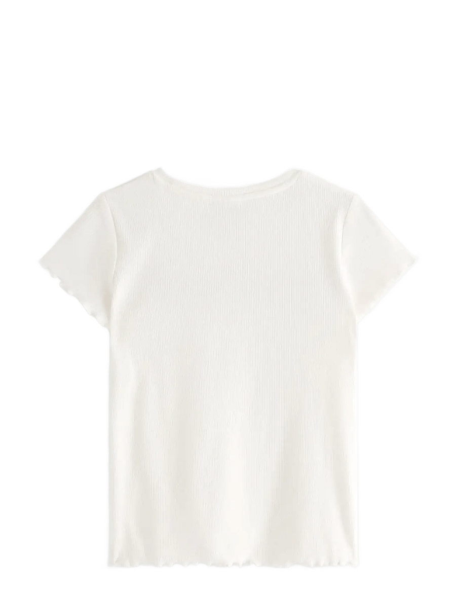Lindex - Ribbed top - kurzärmelige - light dusty white - 2