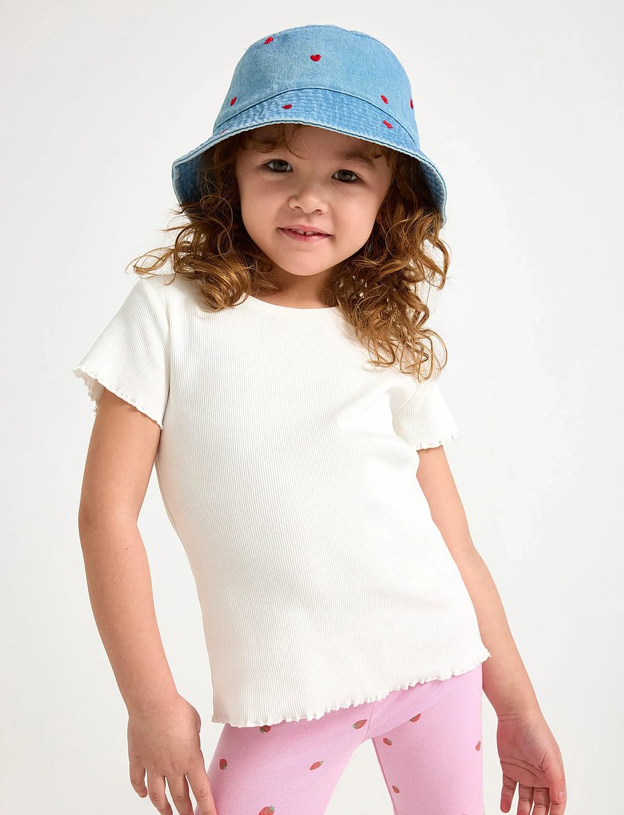 Lindex - Ribbed top - kurzärmelige - light dusty white - 0