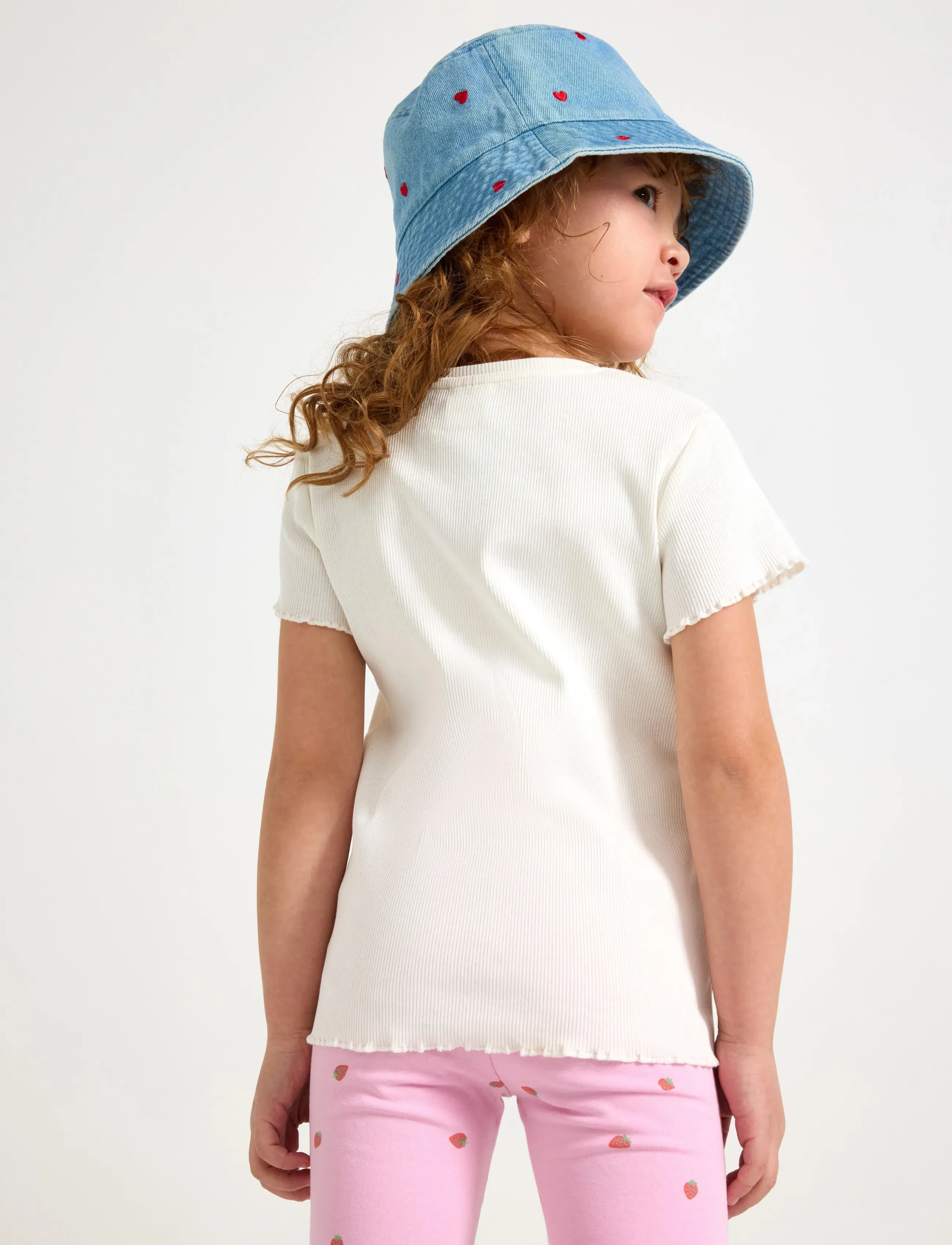 Lindex - Ribbed top - kortärmade t-shirts - light dusty white - 3
