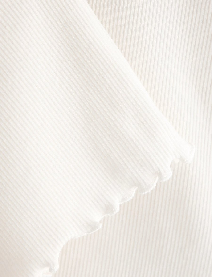 Lindex - Ribbed top - kurzärmelige - light dusty white - 5