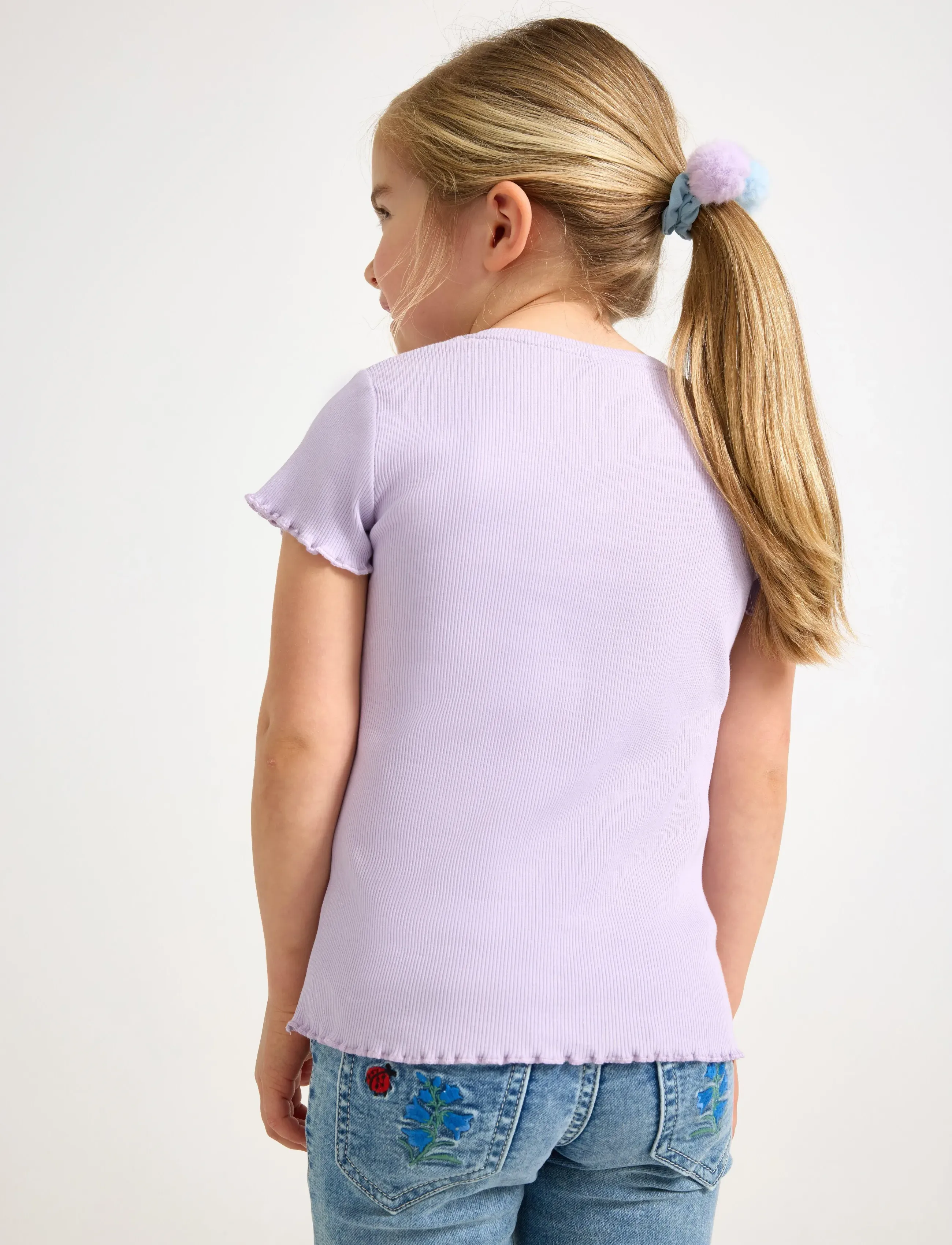 Lindex - Ribbed top - kortärmade t-shirts - light lilac - 3