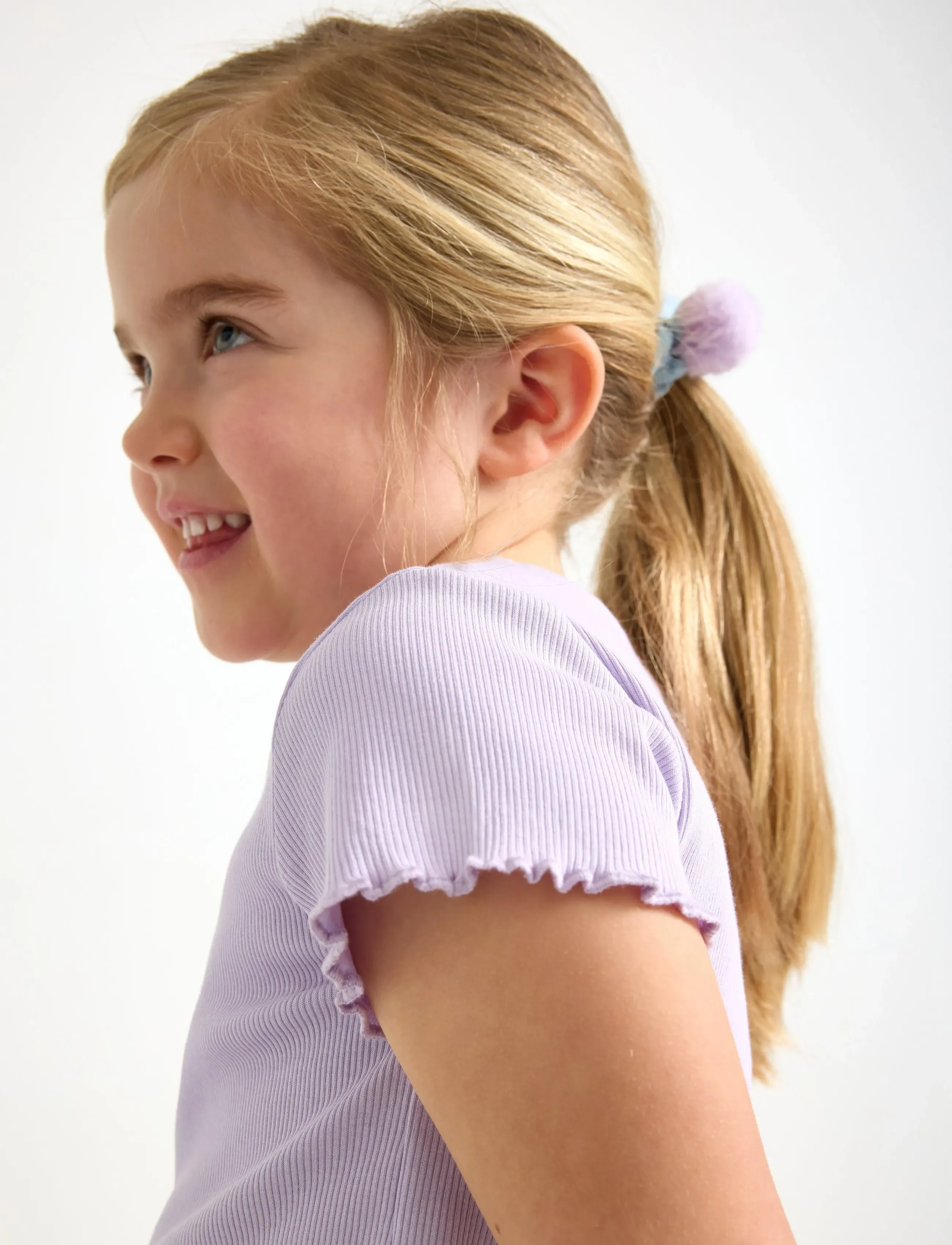 Lindex - Ribbed top - kortärmade t-shirts - light lilac - 4
