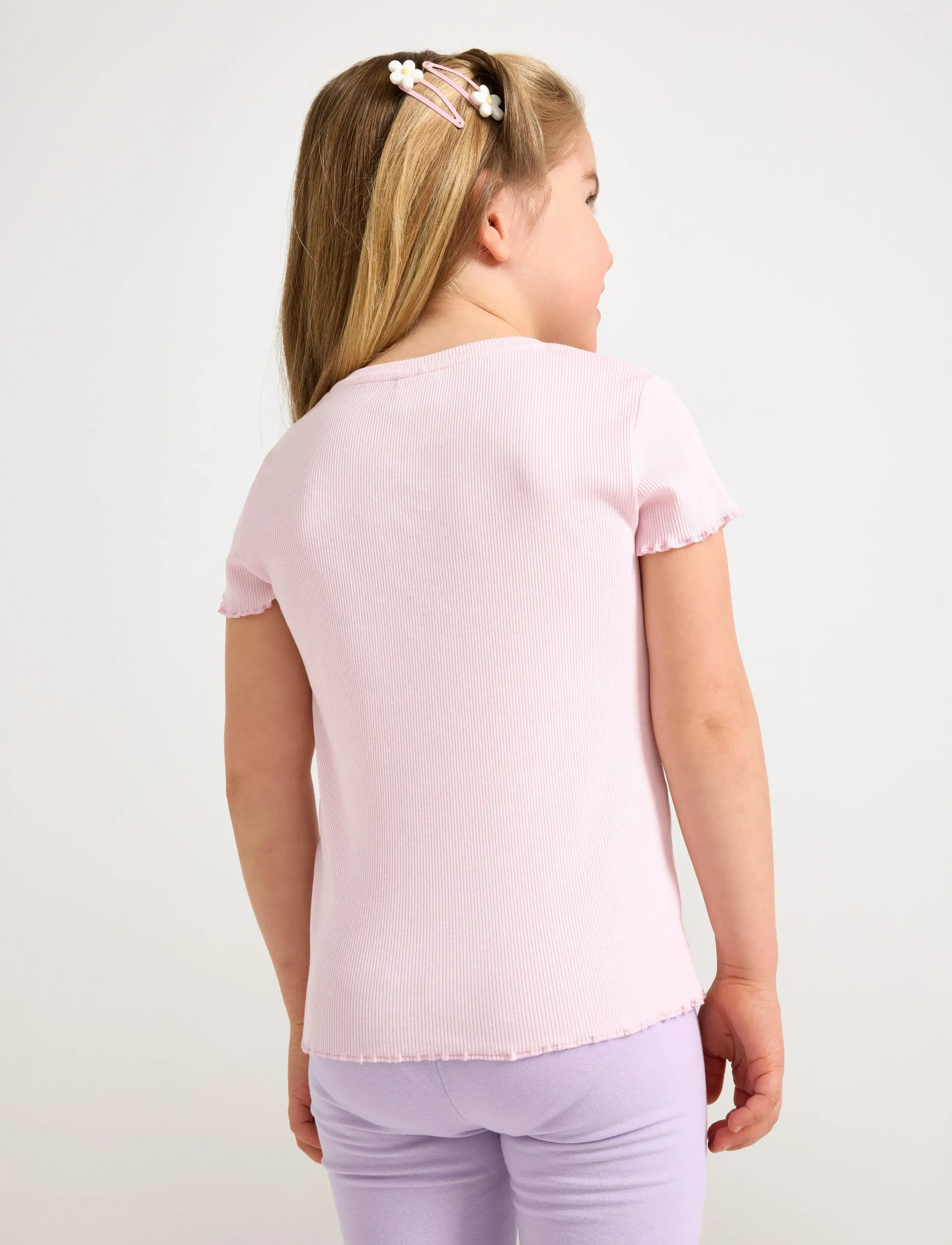 Lindex - Ribbed top - kortärmade t-shirts - light pink - 3
