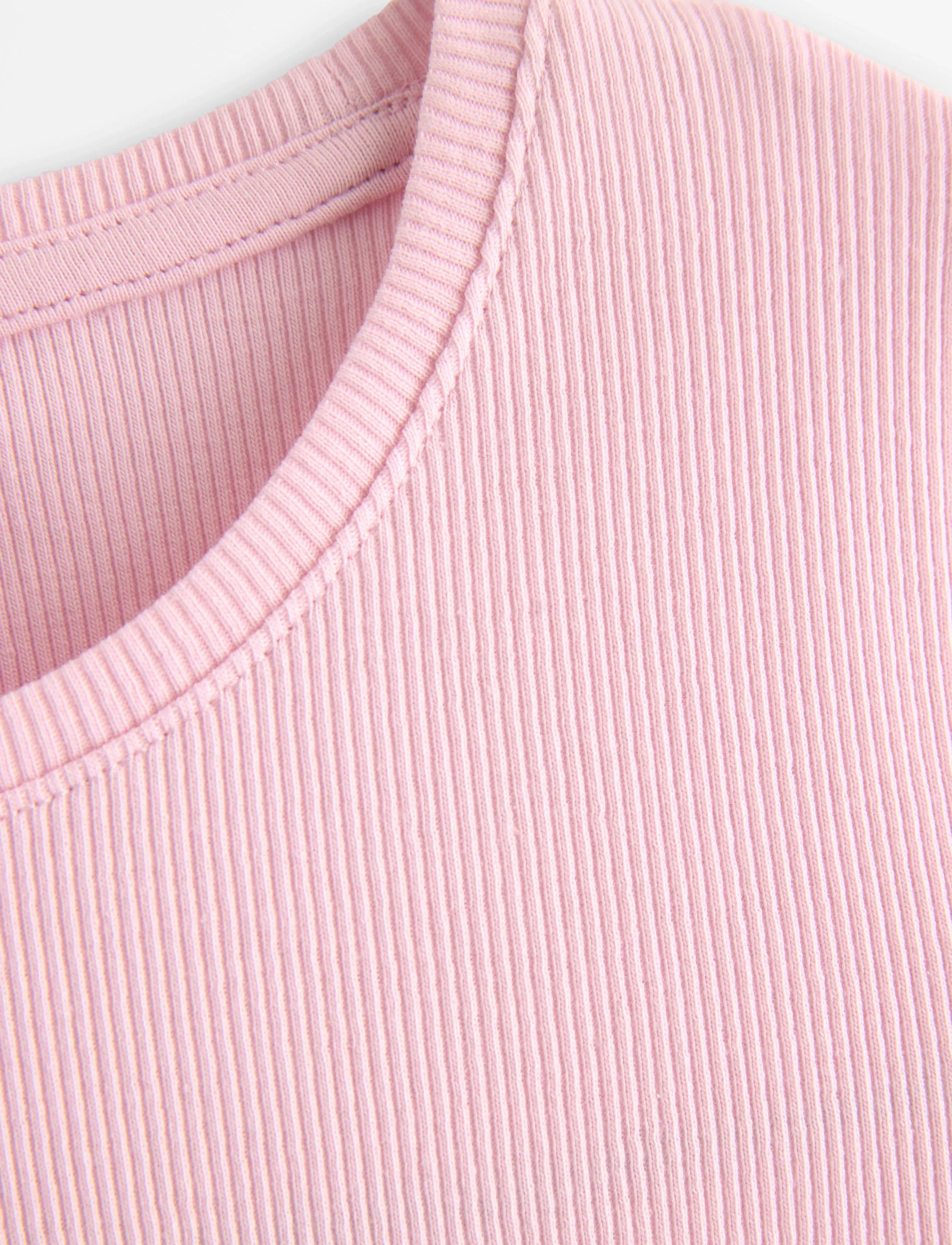 Lindex - Ribbed top - kortärmade t-shirts - light pink - 5