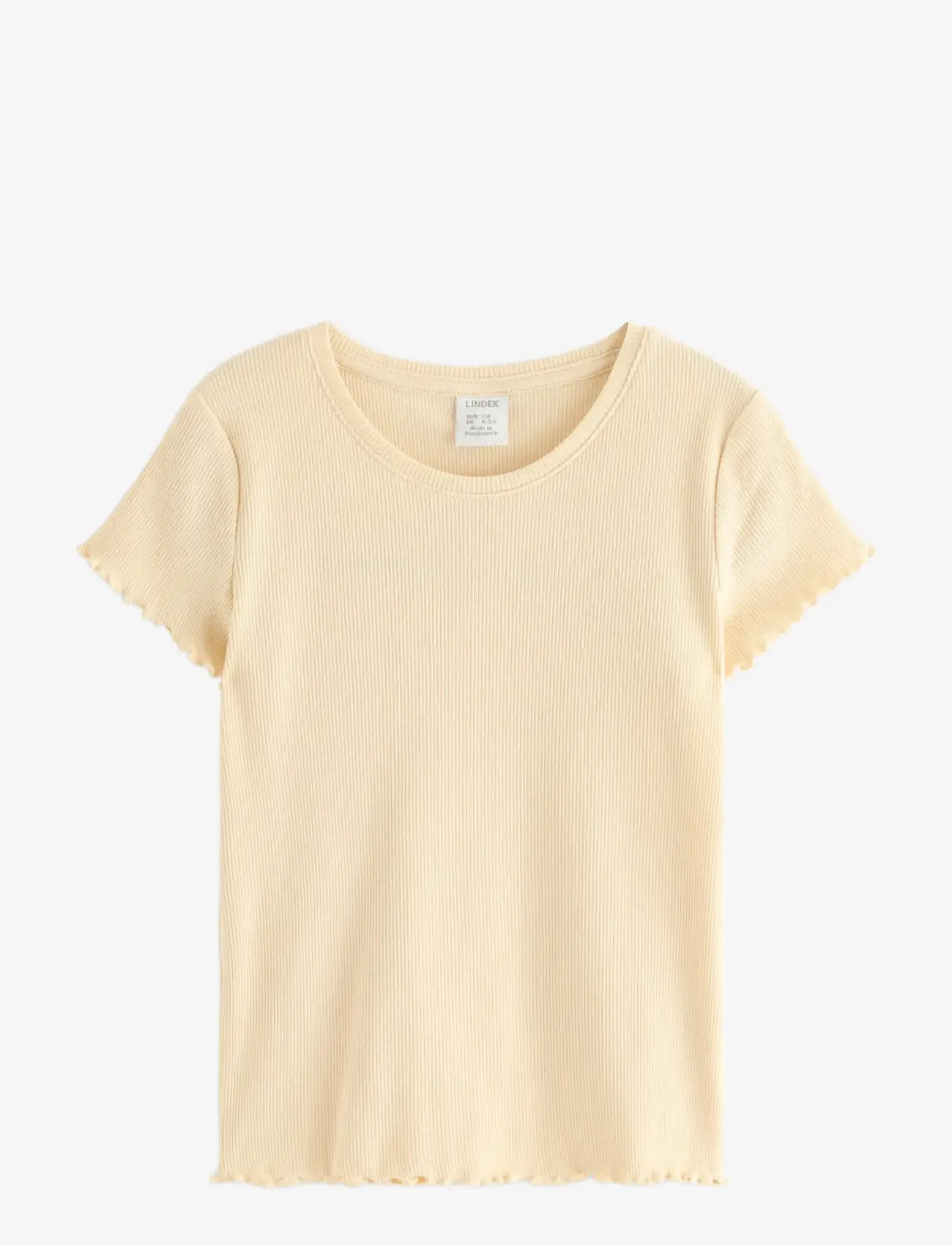 Lindex - Ribbed top - lühikeste varrukatega t-särgid - light yellow - 1