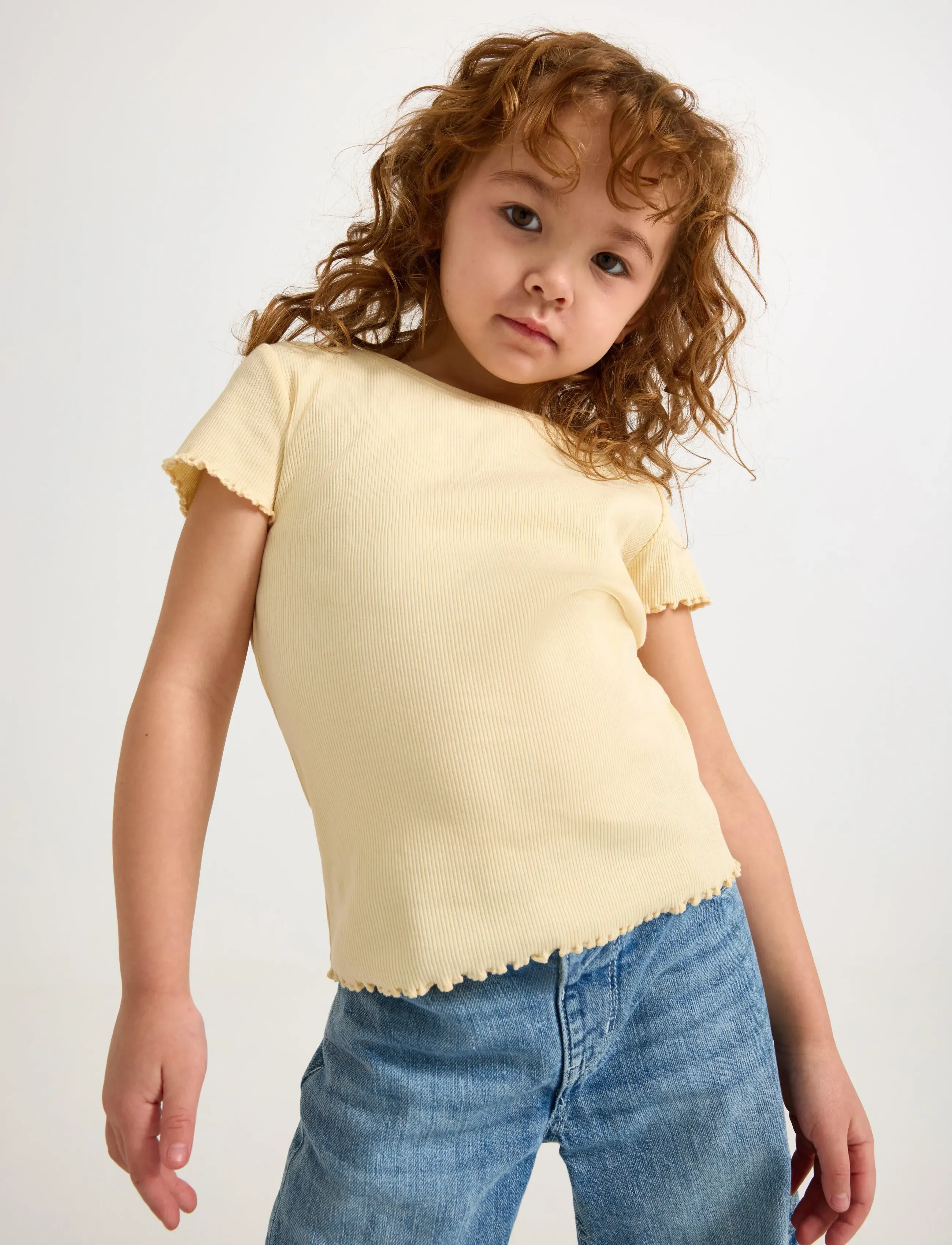 Lindex Ribbed top - Oberteile & T-Shirts - LIGHT YELLOW / yellow