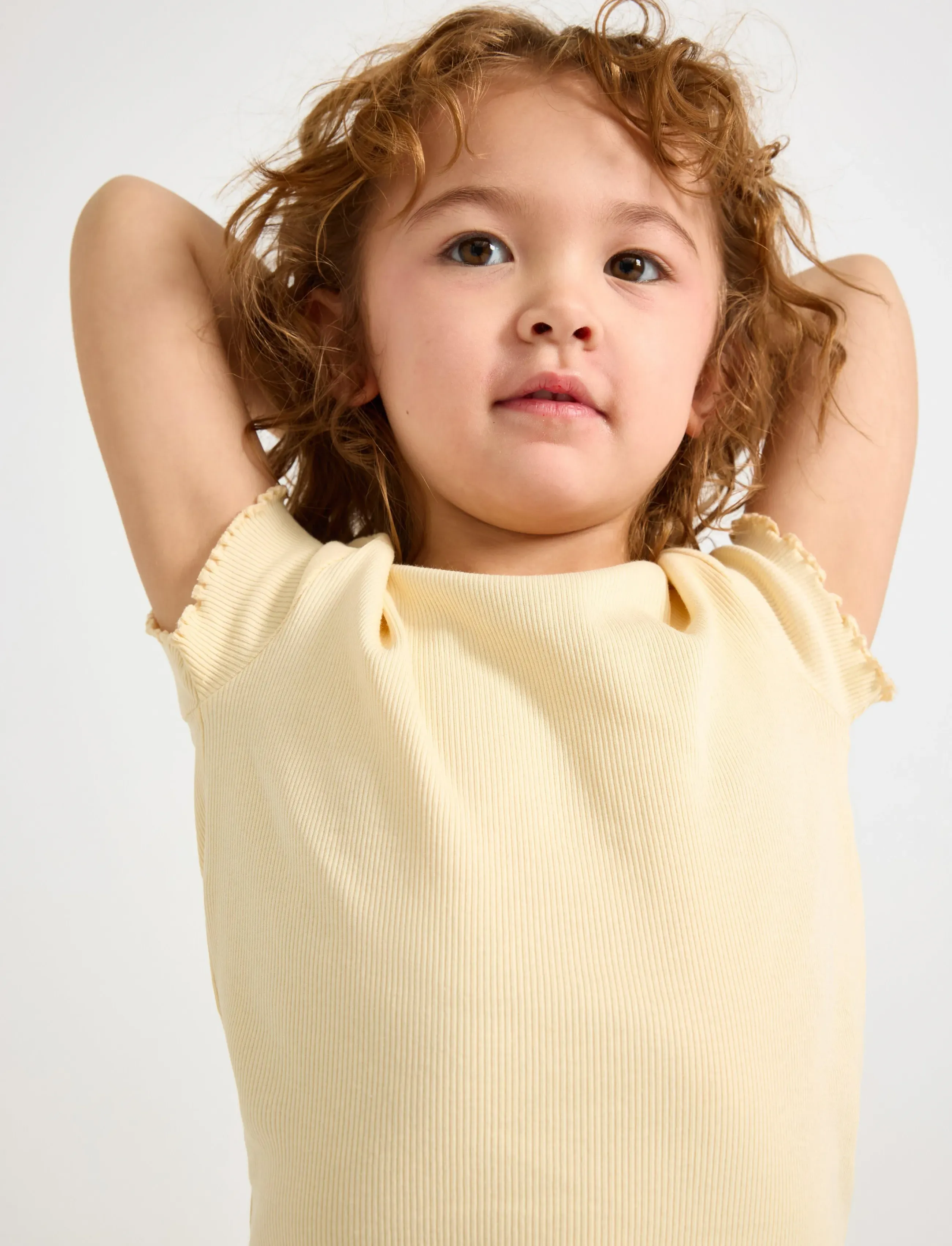 Lindex - Ribbed top - t-krekli ar īsām piedurknēm - light yellow - 4