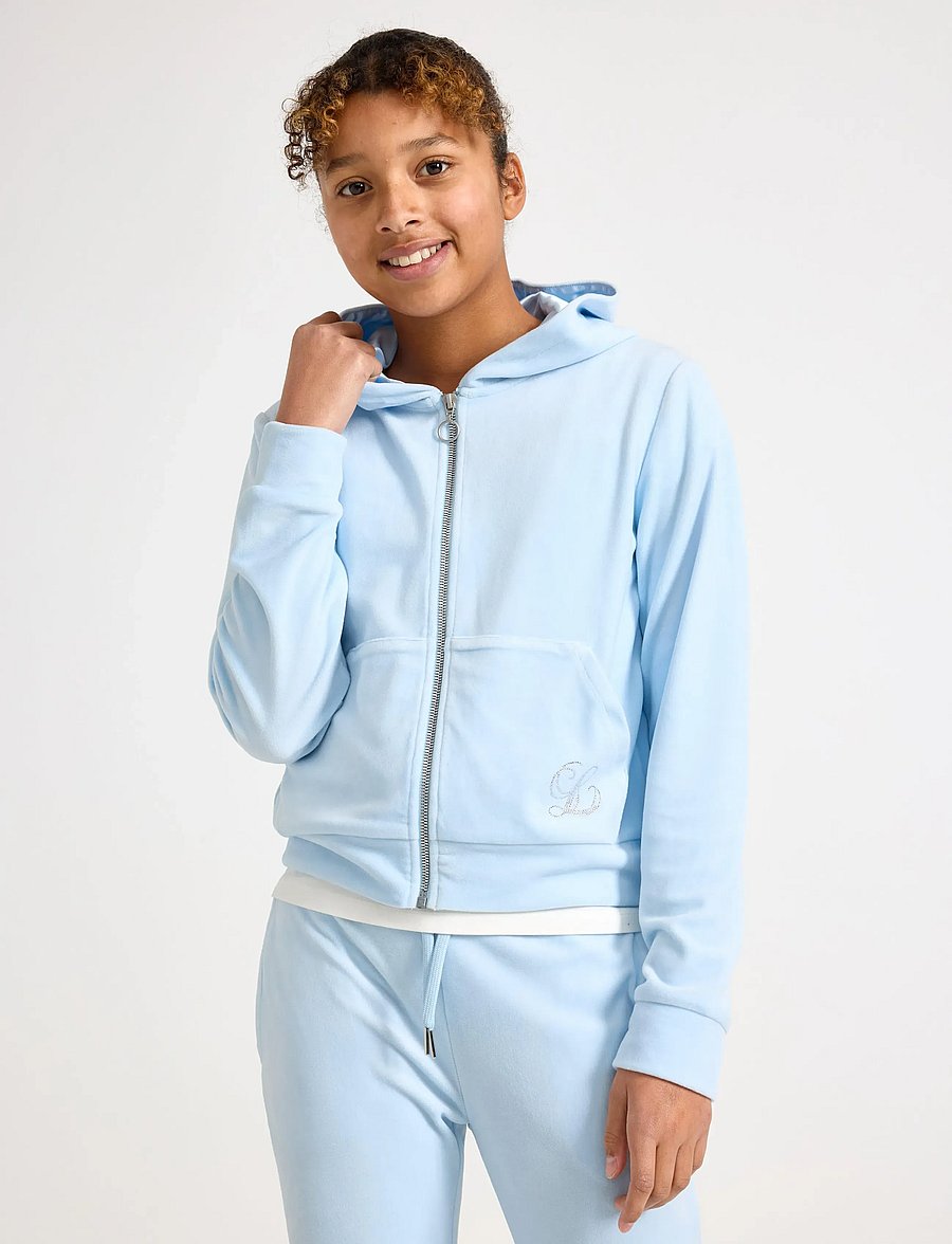 Lindex - Sweatshirt velour with hoodie - pulls à capuche - light blue - 0
