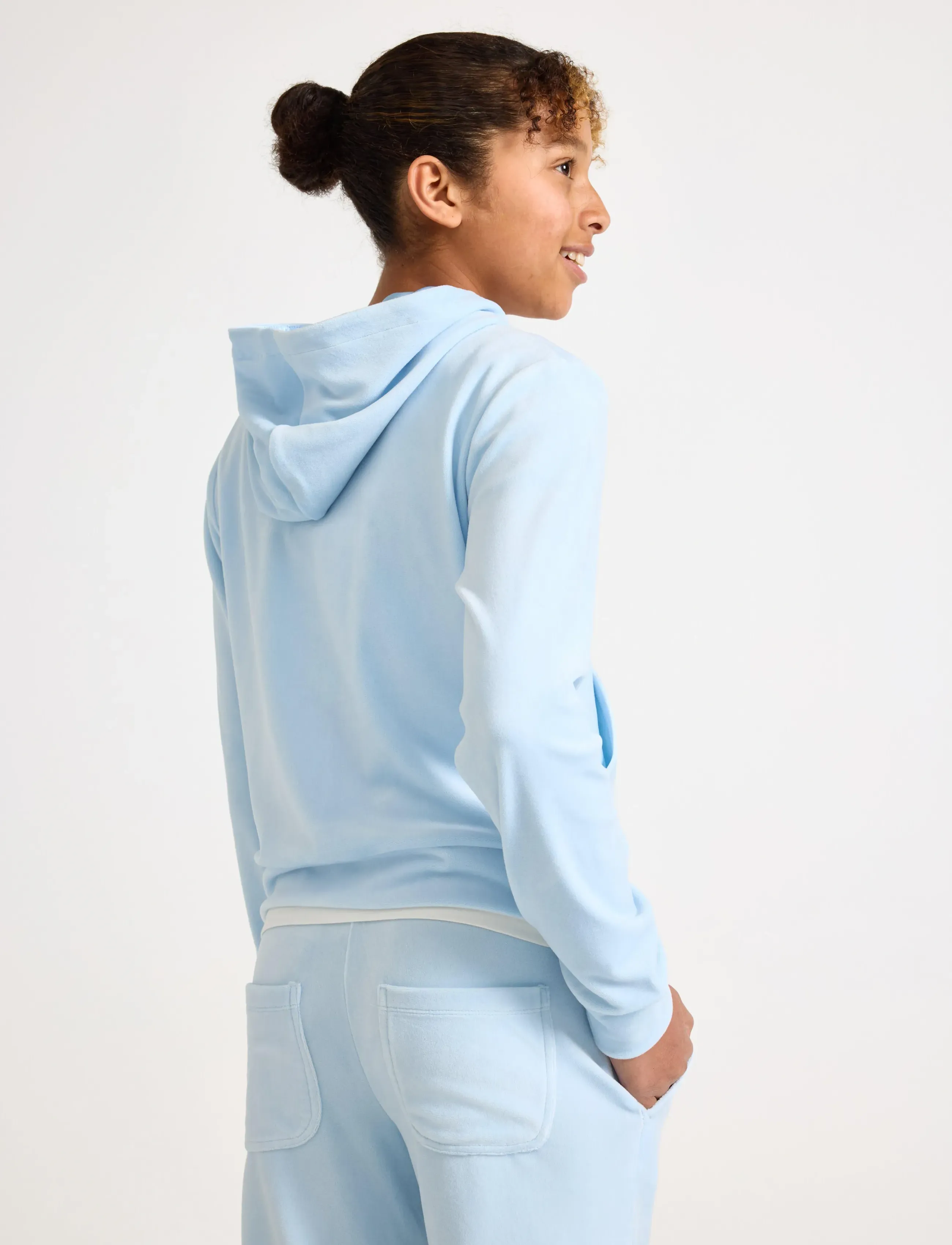 Lindex - Sweatshirt velour with hoodie - hættetrøjer - light blue - 3