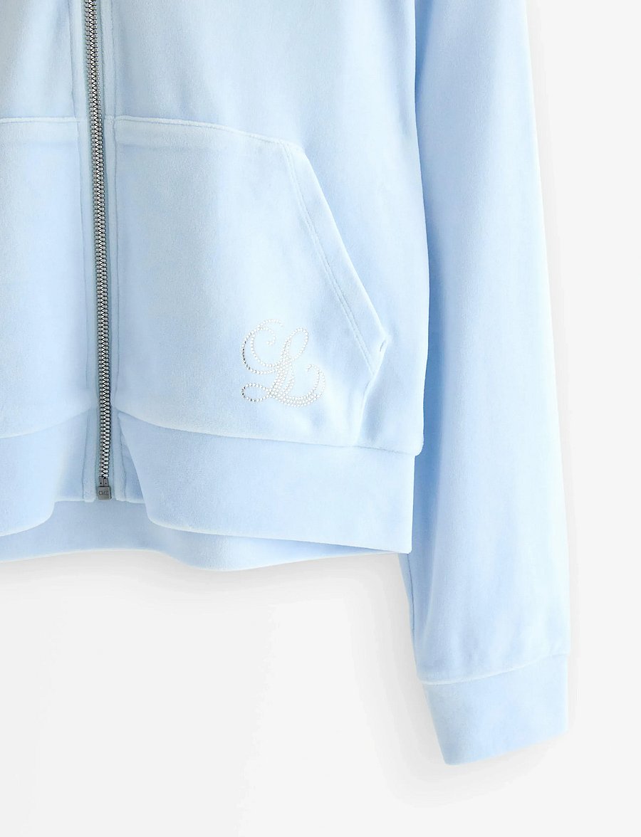 Lindex - Sweatshirt velour with hoodie - pulls à capuche - light blue - 5