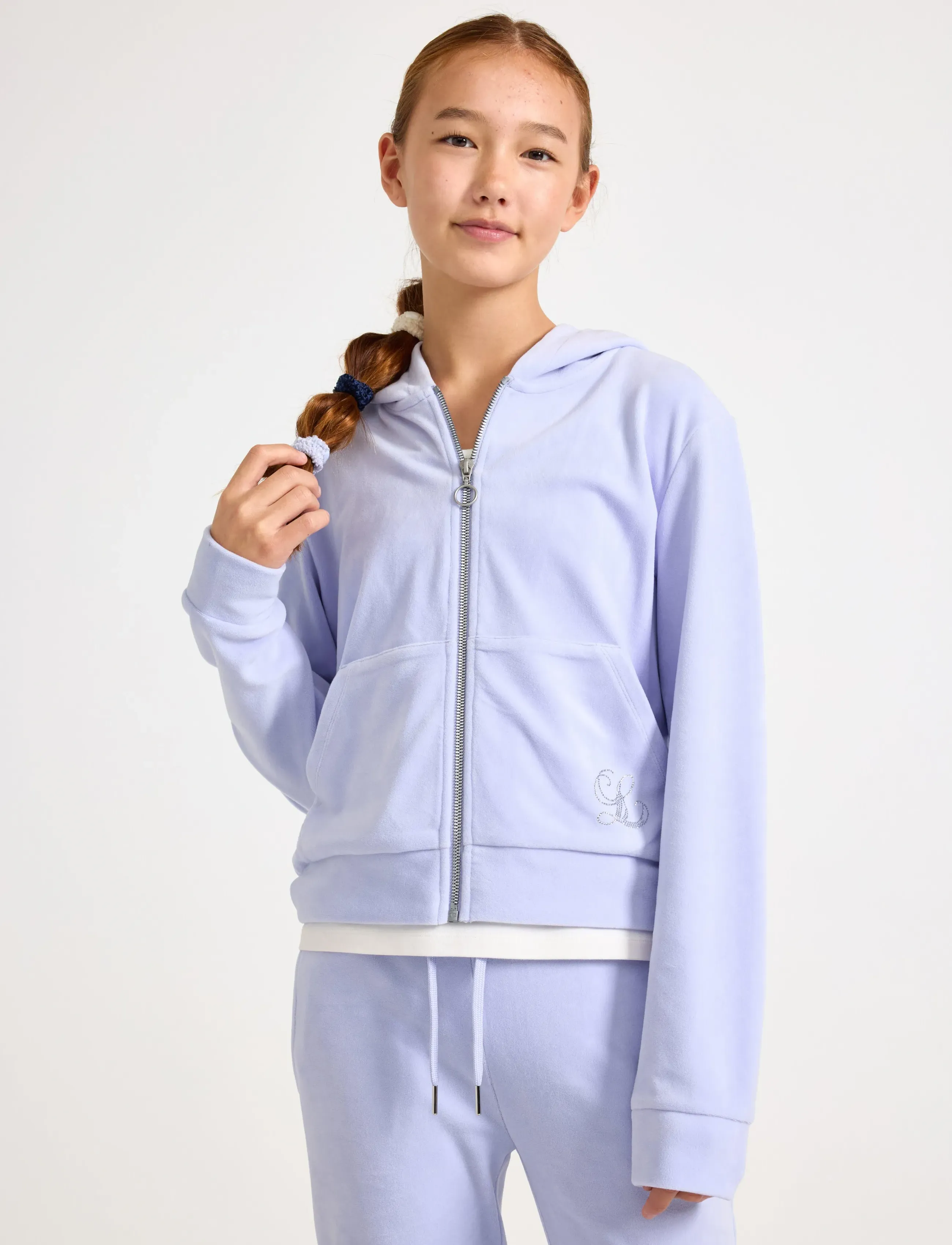 Lindex Sweatshirt Velour With Hoodie, 128, Sweatshirts & Hoodies, Lila - Kinder