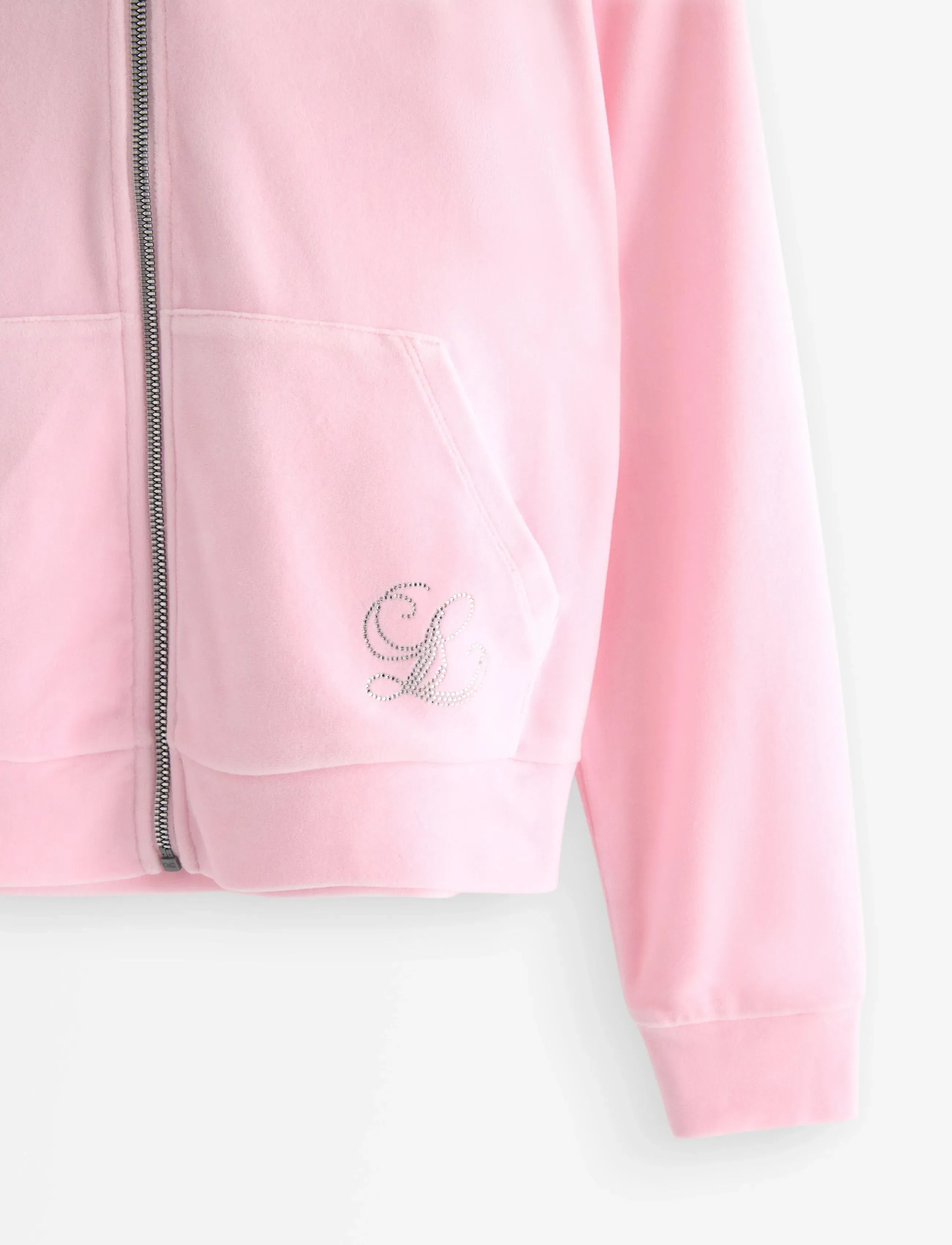 Lindex - Sweatshirt velour with hoodie - hættetrøjer - light pink - 5