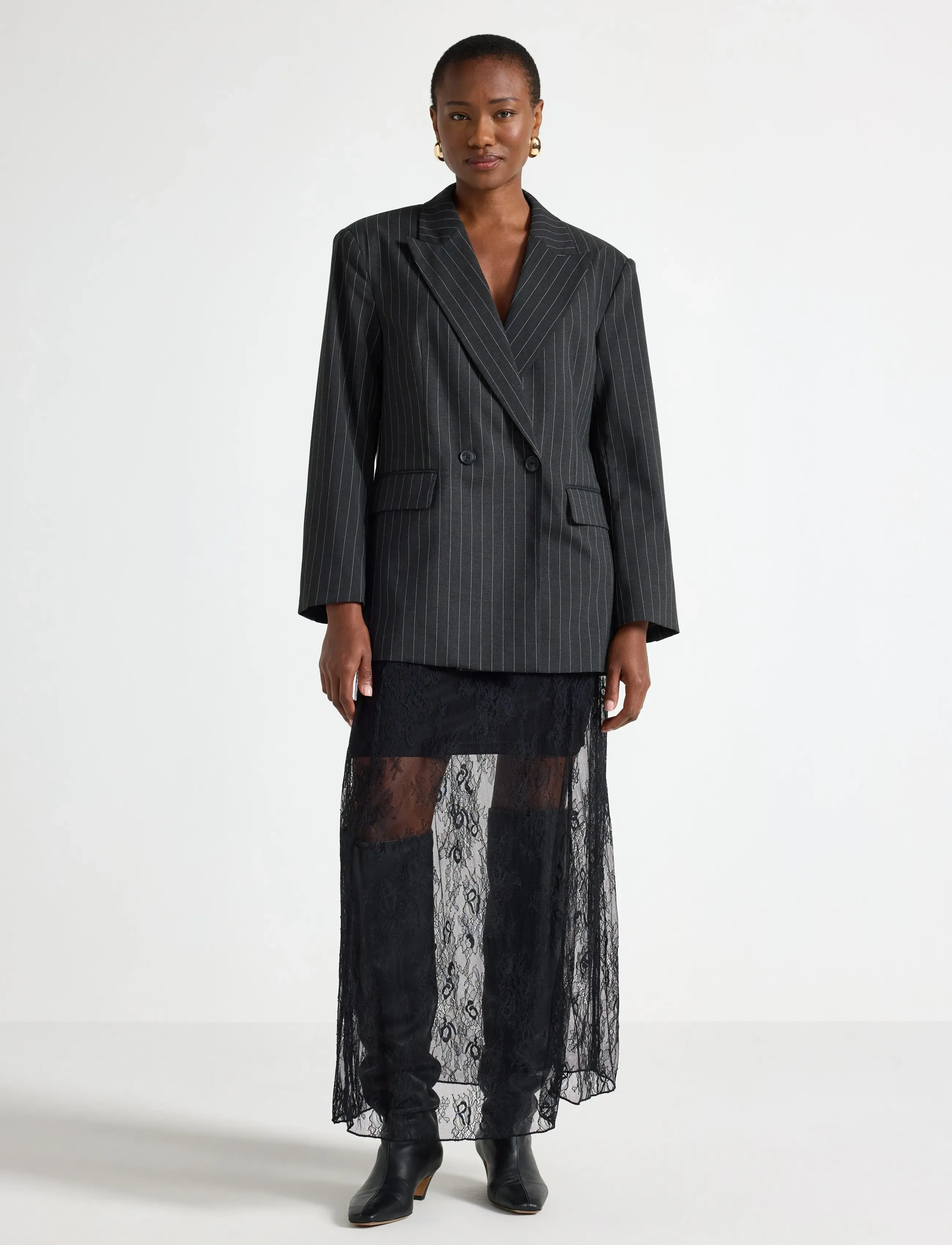 Lindex Skirt Ivana Lace - Midi skirts - BLACK / black