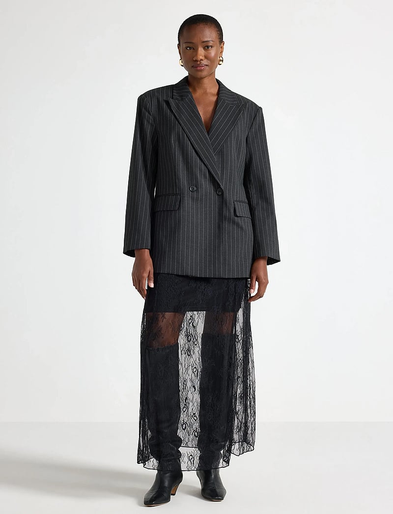 Lindex - Skirt Ivana Lace - midi-röcke - black - 0